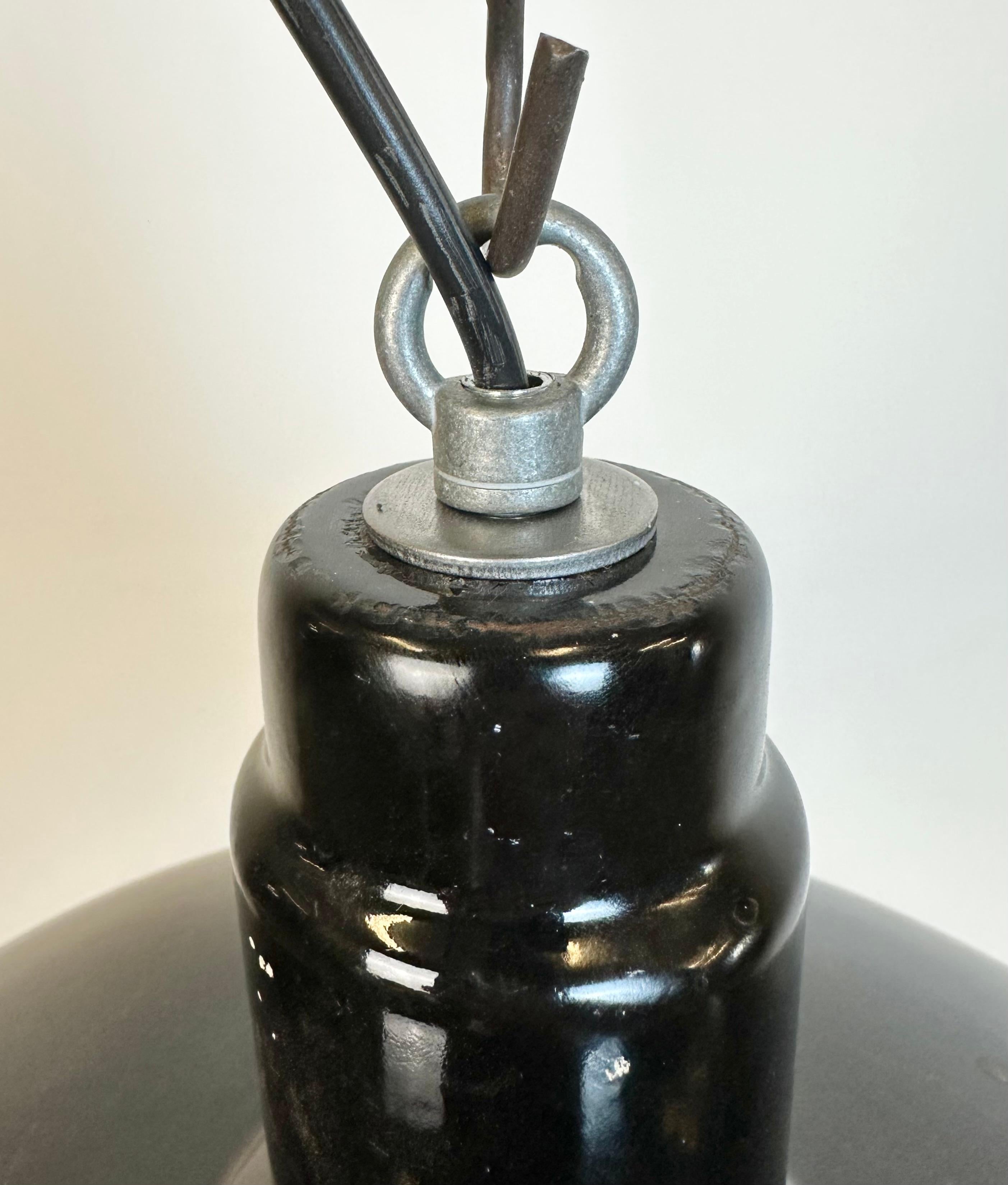 Industrial Black Enamel Factory Pendant Lamp, 1950s For Sale 1