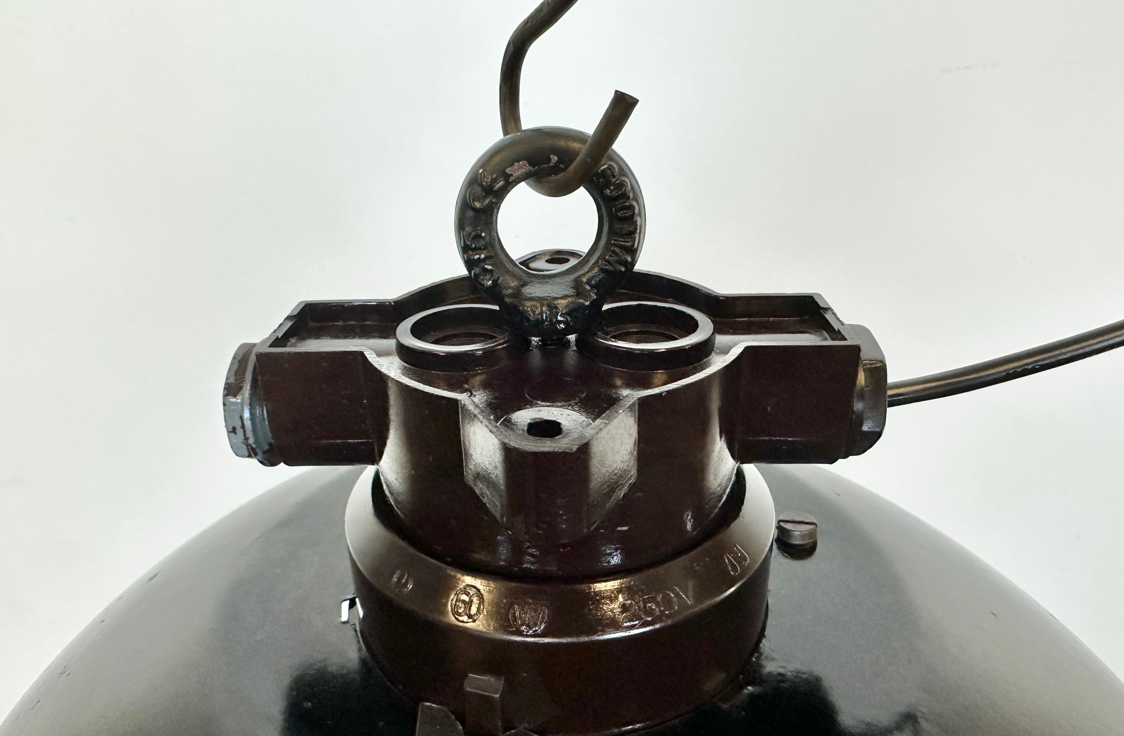 Industrial Black Enamel Factory Pendant Lamp, 1950s For Sale 3