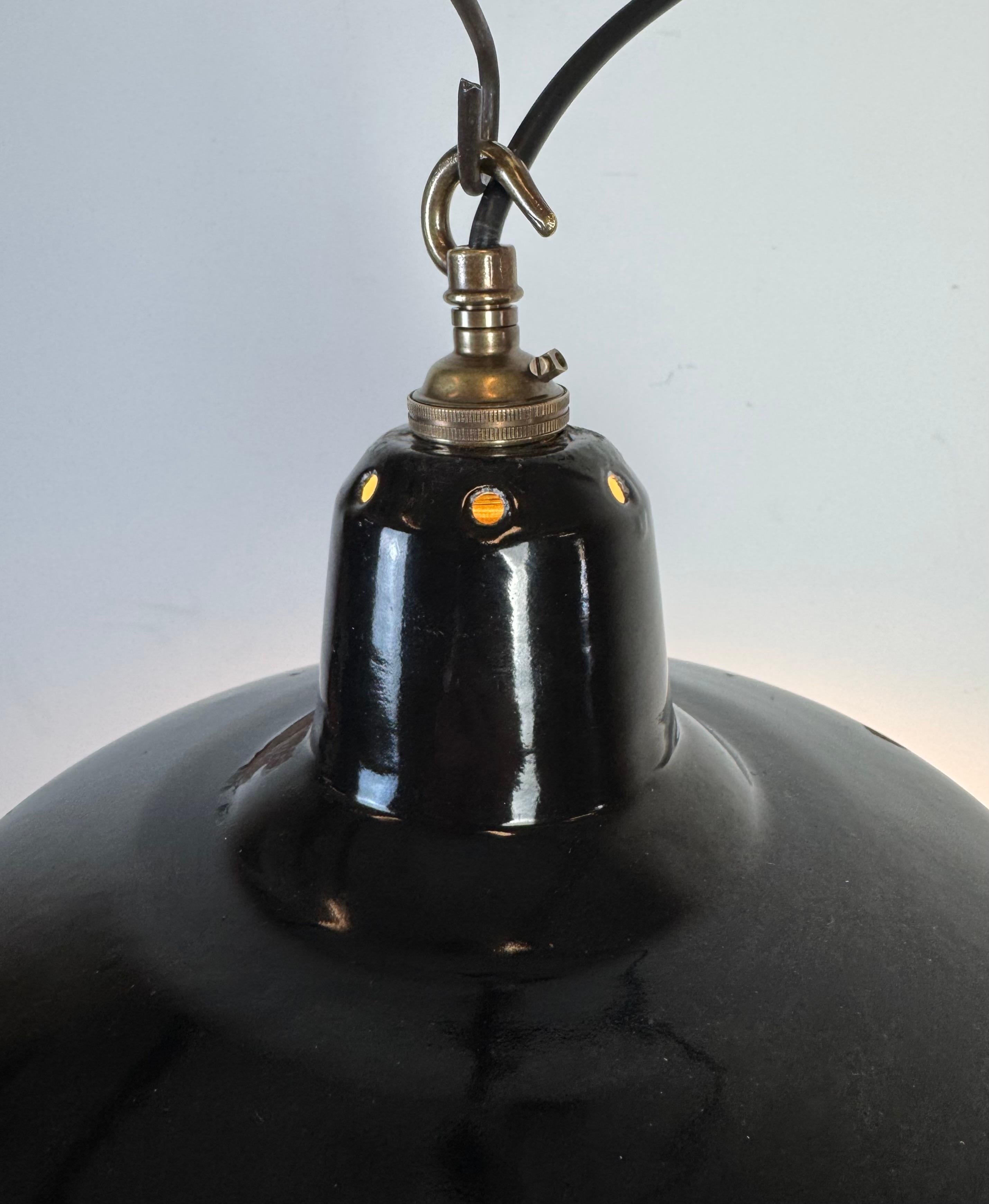Industrial Black Enamel Factory Pendant Lamp, 1960s For Sale 4