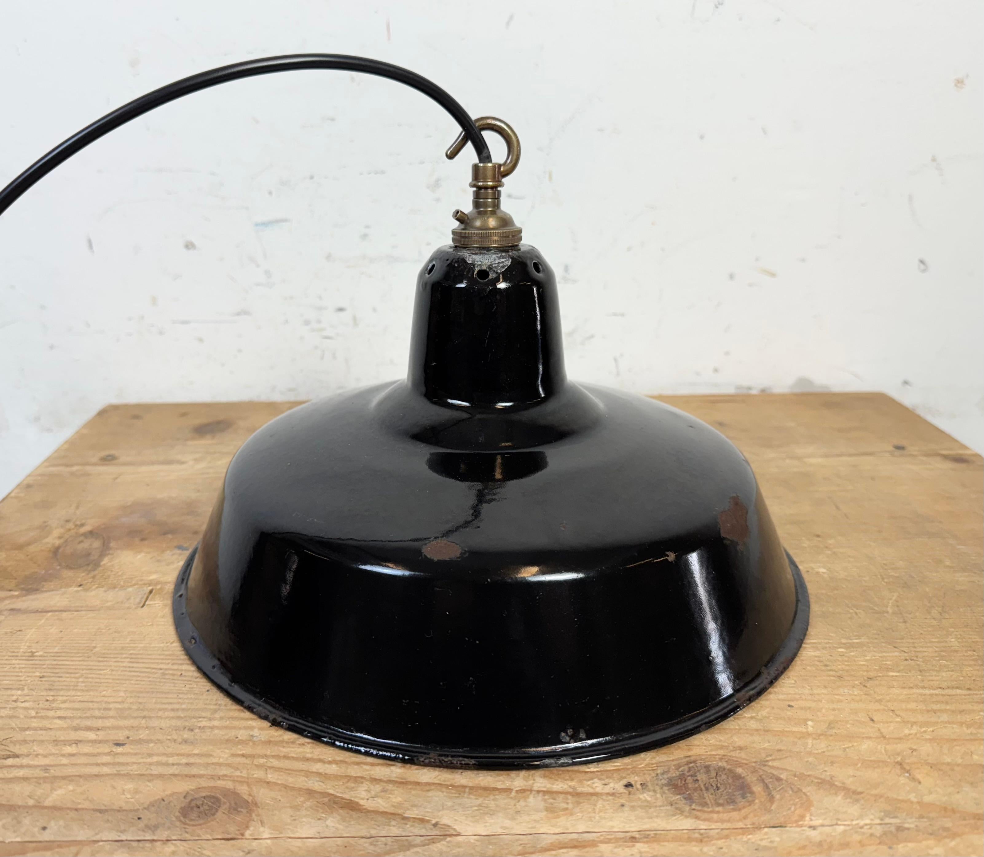 Industrial Black Enamel Factory Pendant Lamp, 1960s For Sale 6