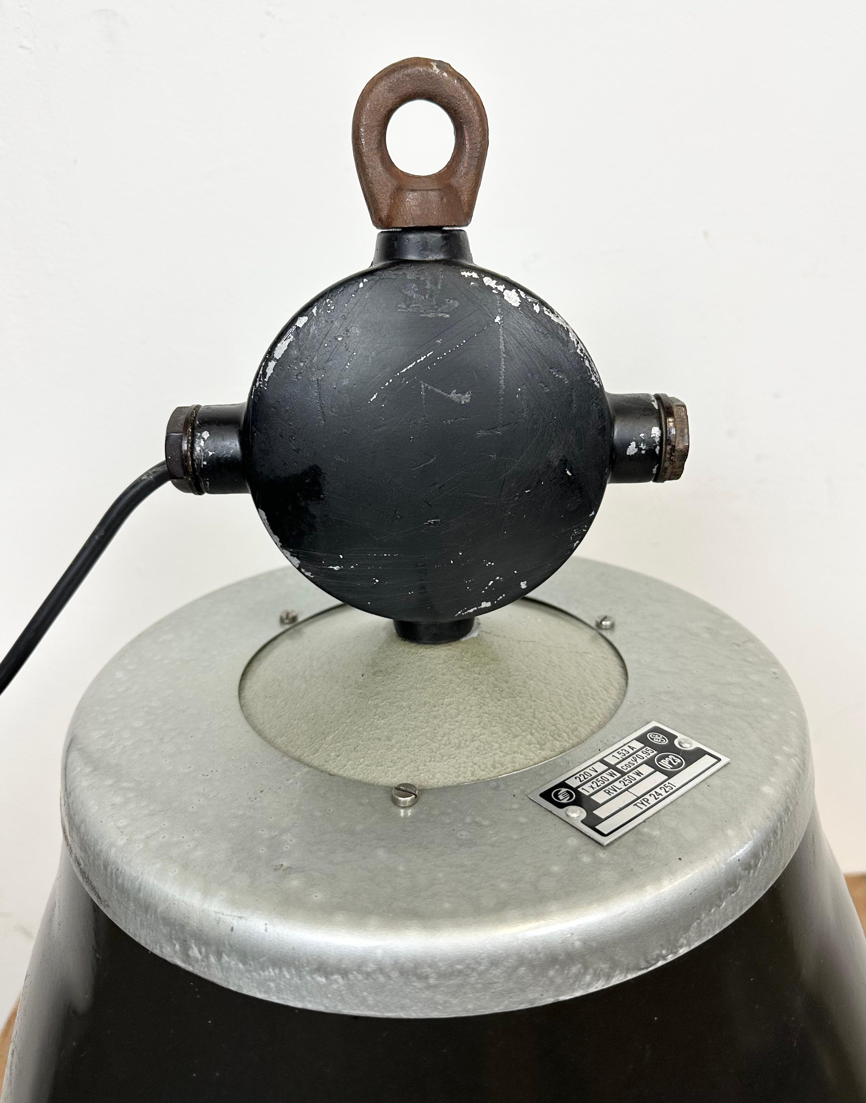 Industrial Black Enamel Factory Pendant Lamp, 1960s For Sale 7