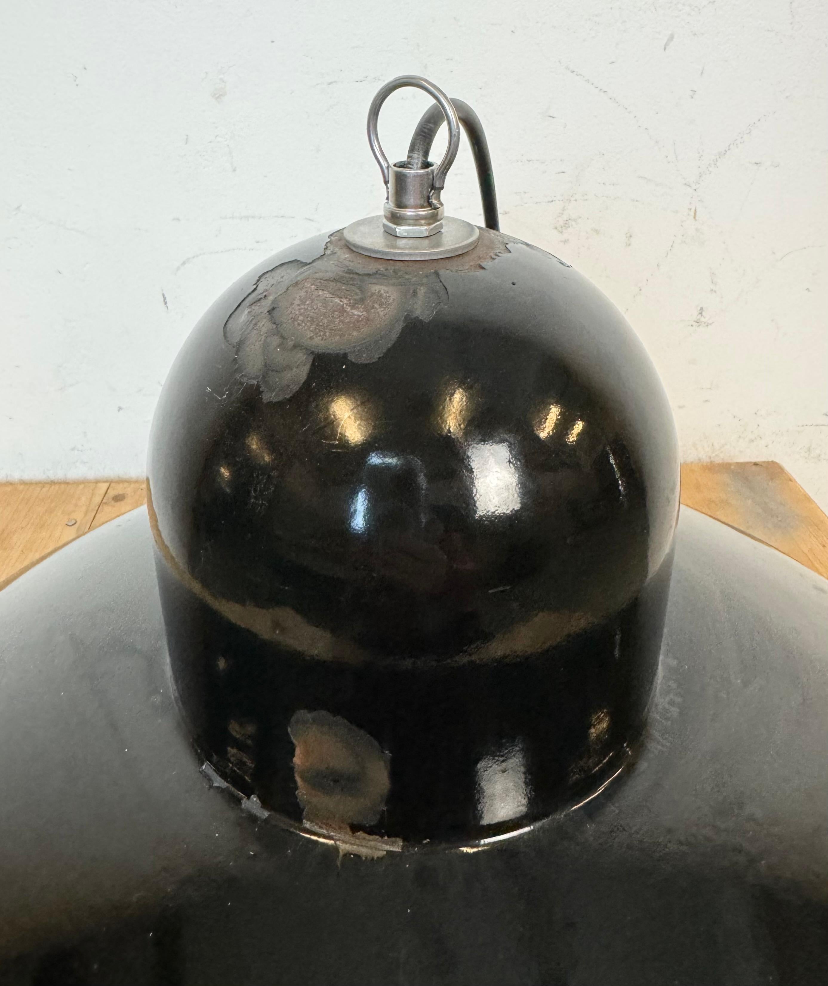 Industrial Black Enamel Factory Pendant Lamp, 1960s For Sale 9
