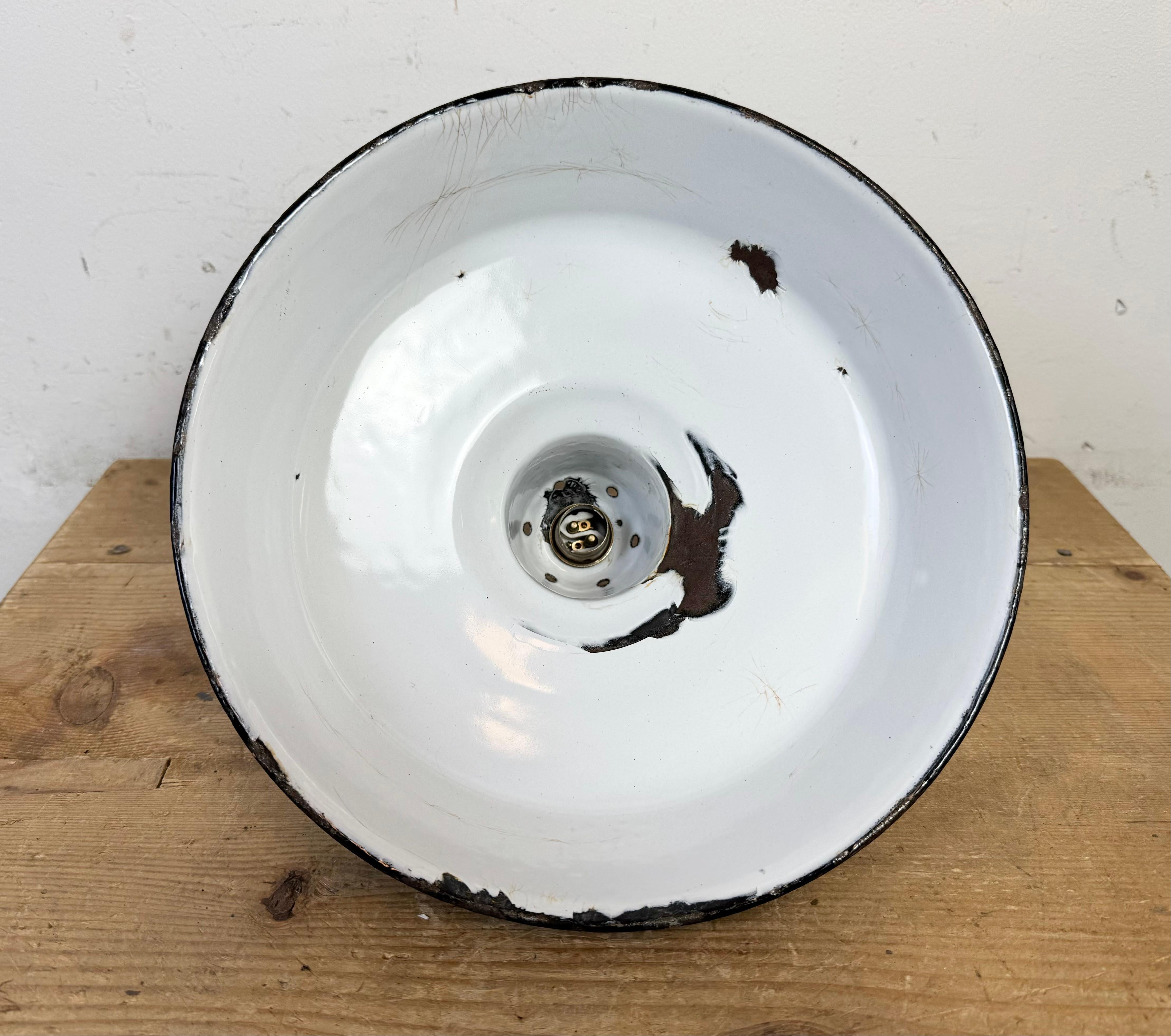 Industrial Black Enamel Factory Pendant Lamp, 1960s For Sale 8
