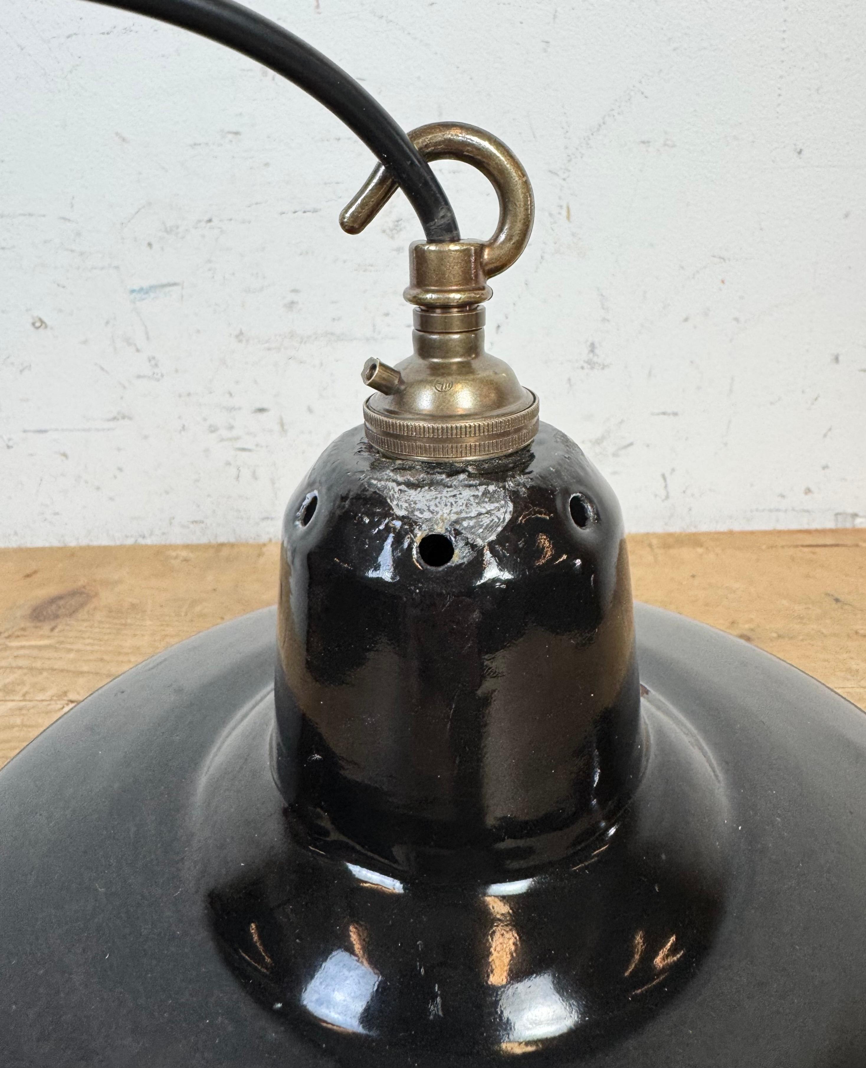 Industrial Black Enamel Factory Pendant Lamp, 1960s For Sale 9
