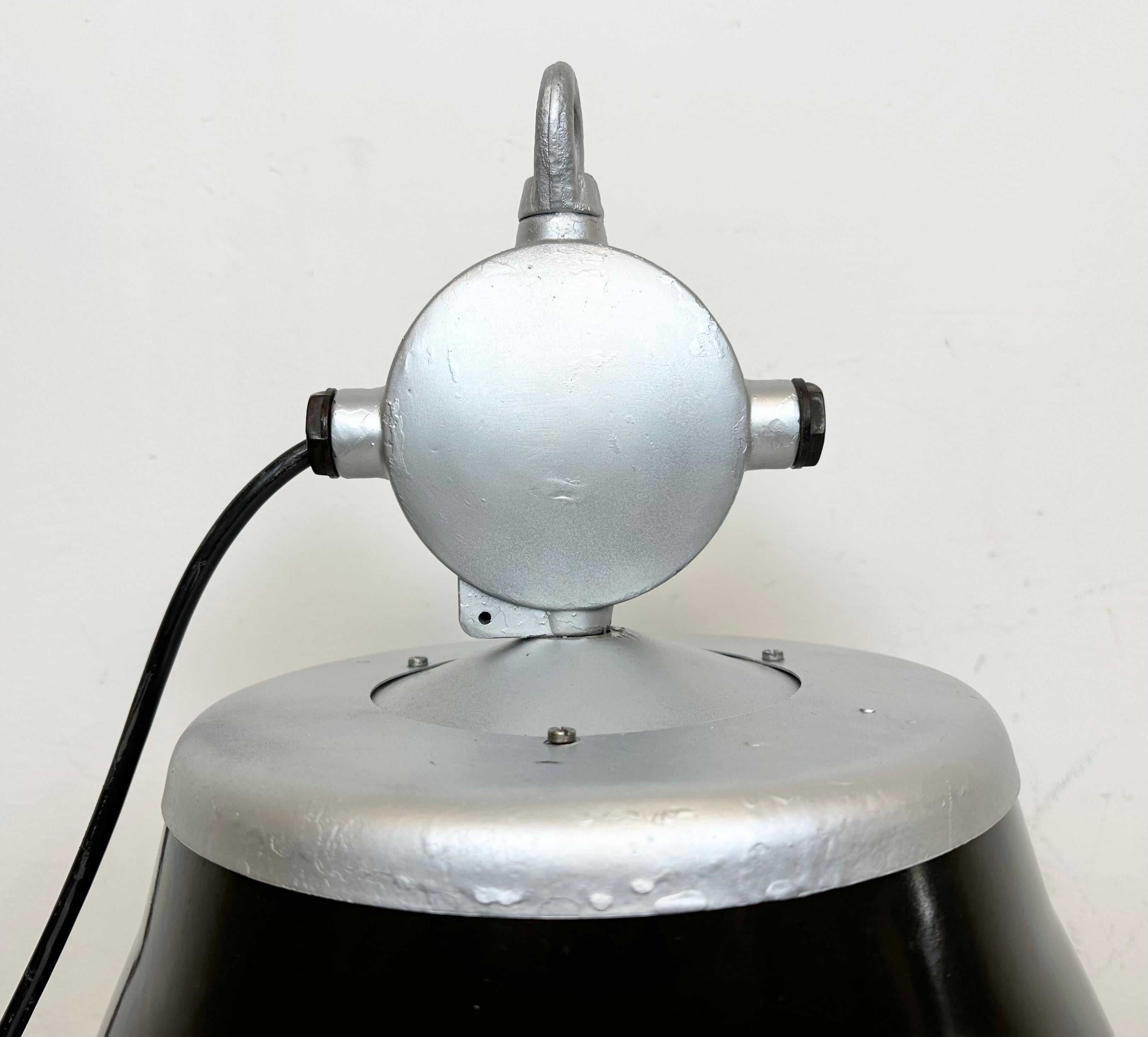 Industrial Black Enamel Factory Pendant Lamp, 1960s For Sale 11