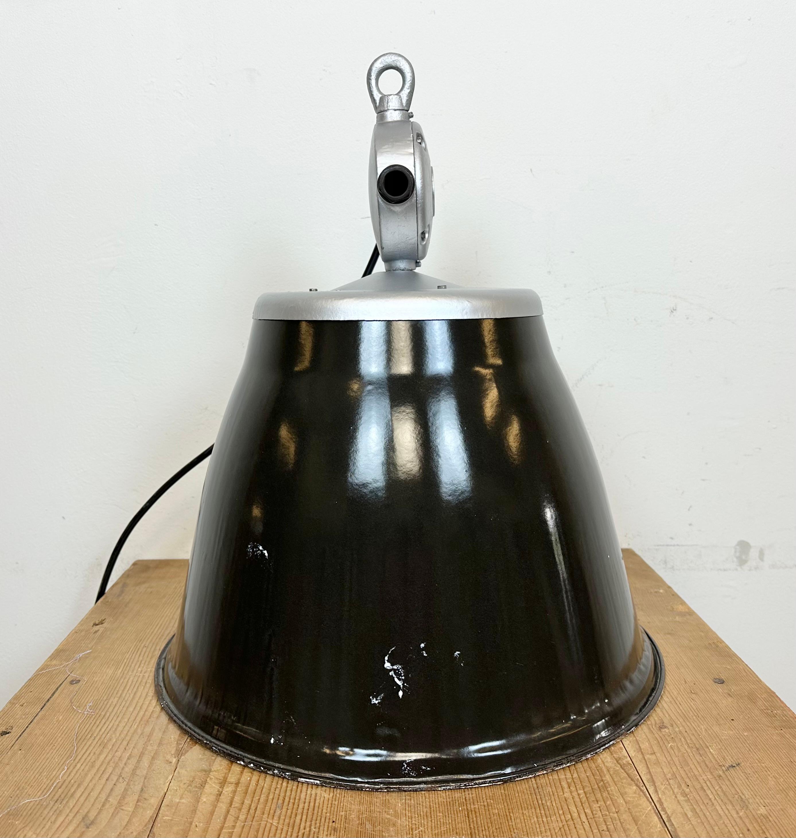 Industrial Black Enamel Factory Pendant Lamp, 1960s For Sale 12