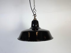 Industrial Black Enamel Factory Pendant Lamp, 1960s