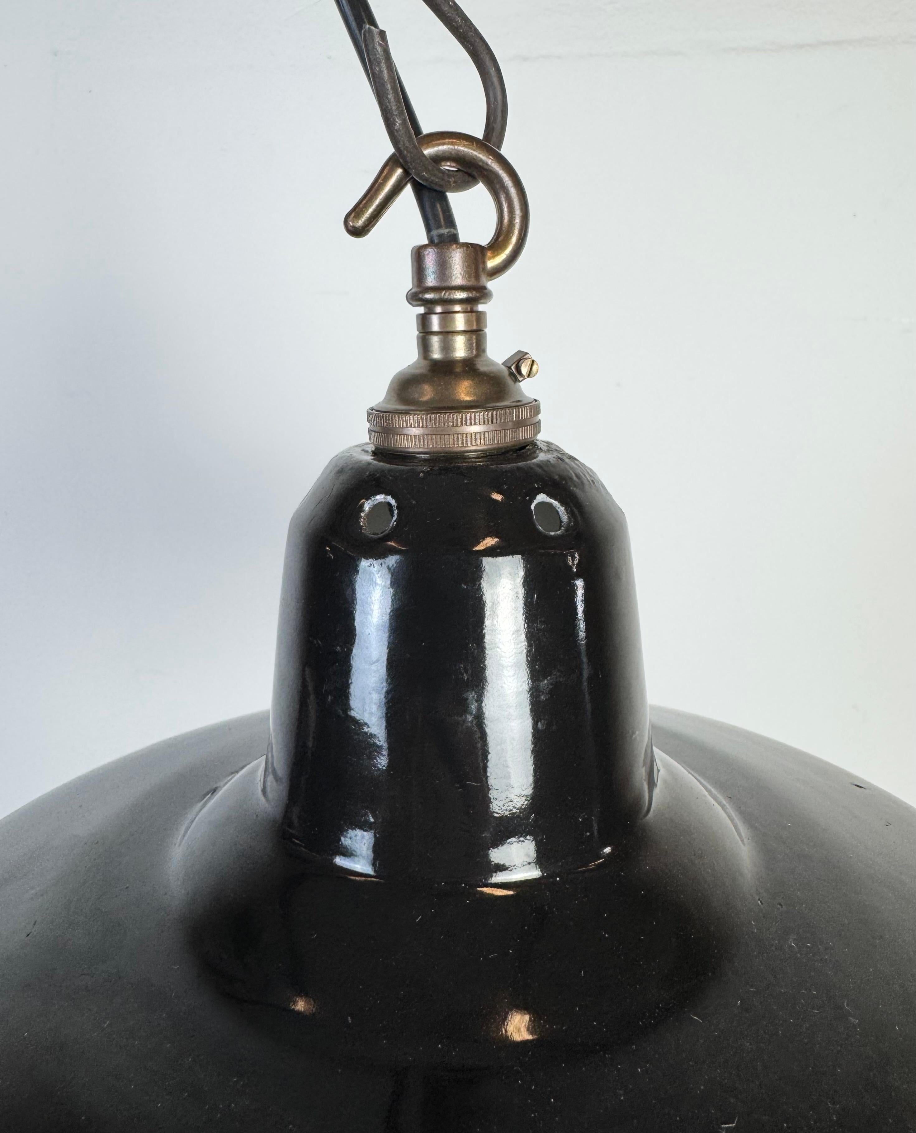Industrial Black Enamel Factory Pendant Lamp, 1960s In Good Condition For Sale In Kojetice, CZ