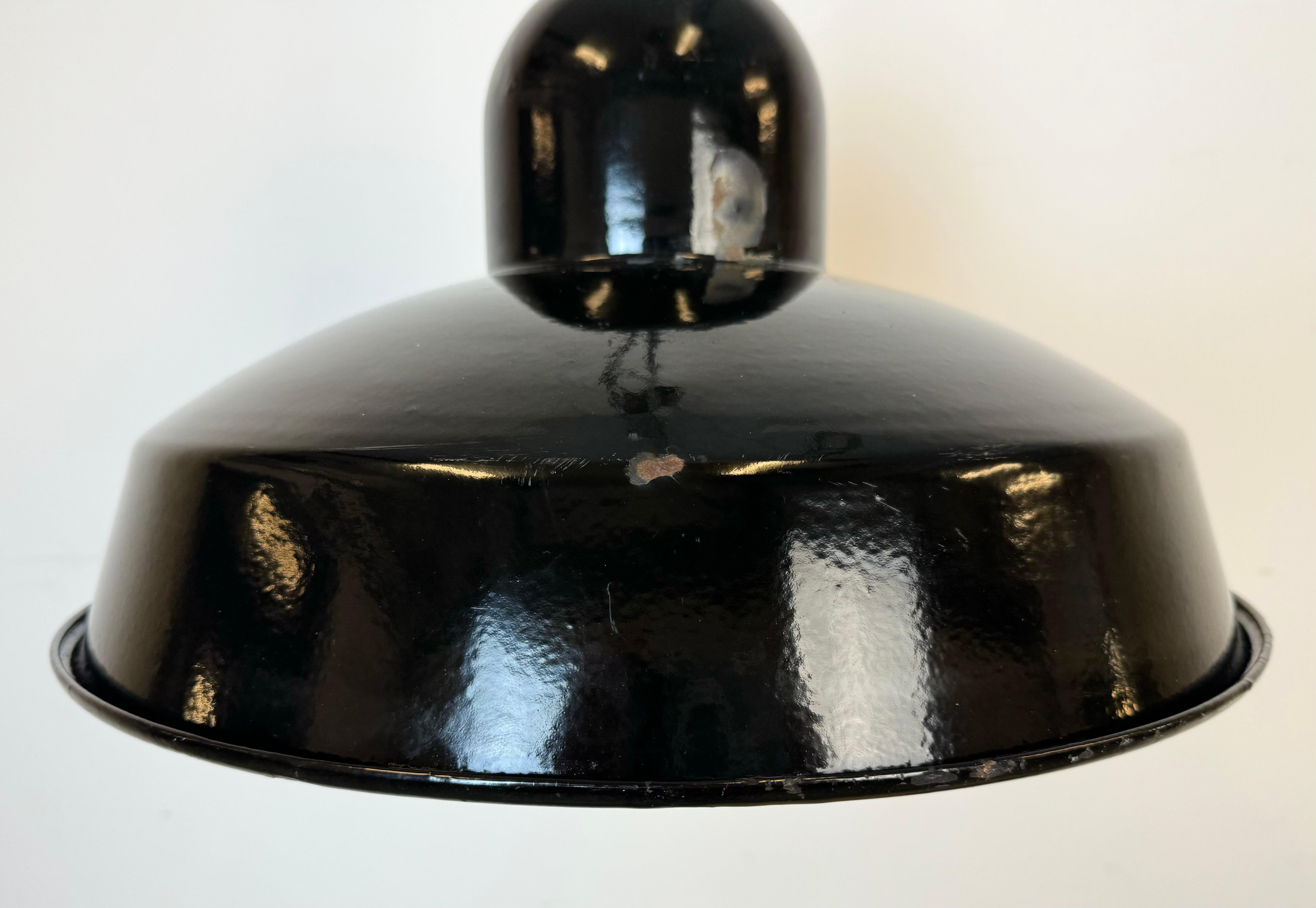 20th Century Industrial Black Enamel Factory Pendant Lamp, 1960s For Sale