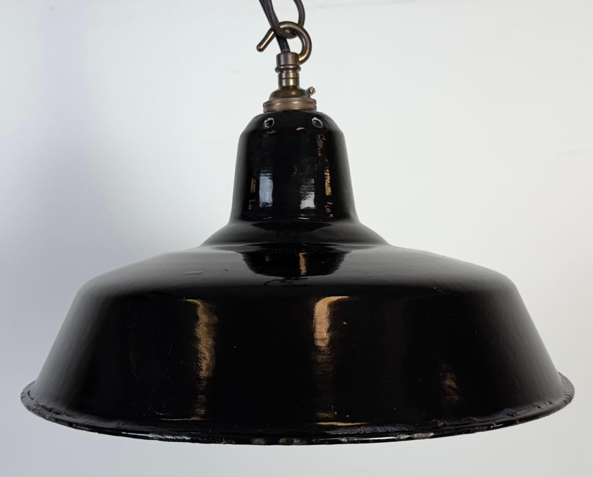20th Century Industrial Black Enamel Factory Pendant Lamp, 1960s For Sale