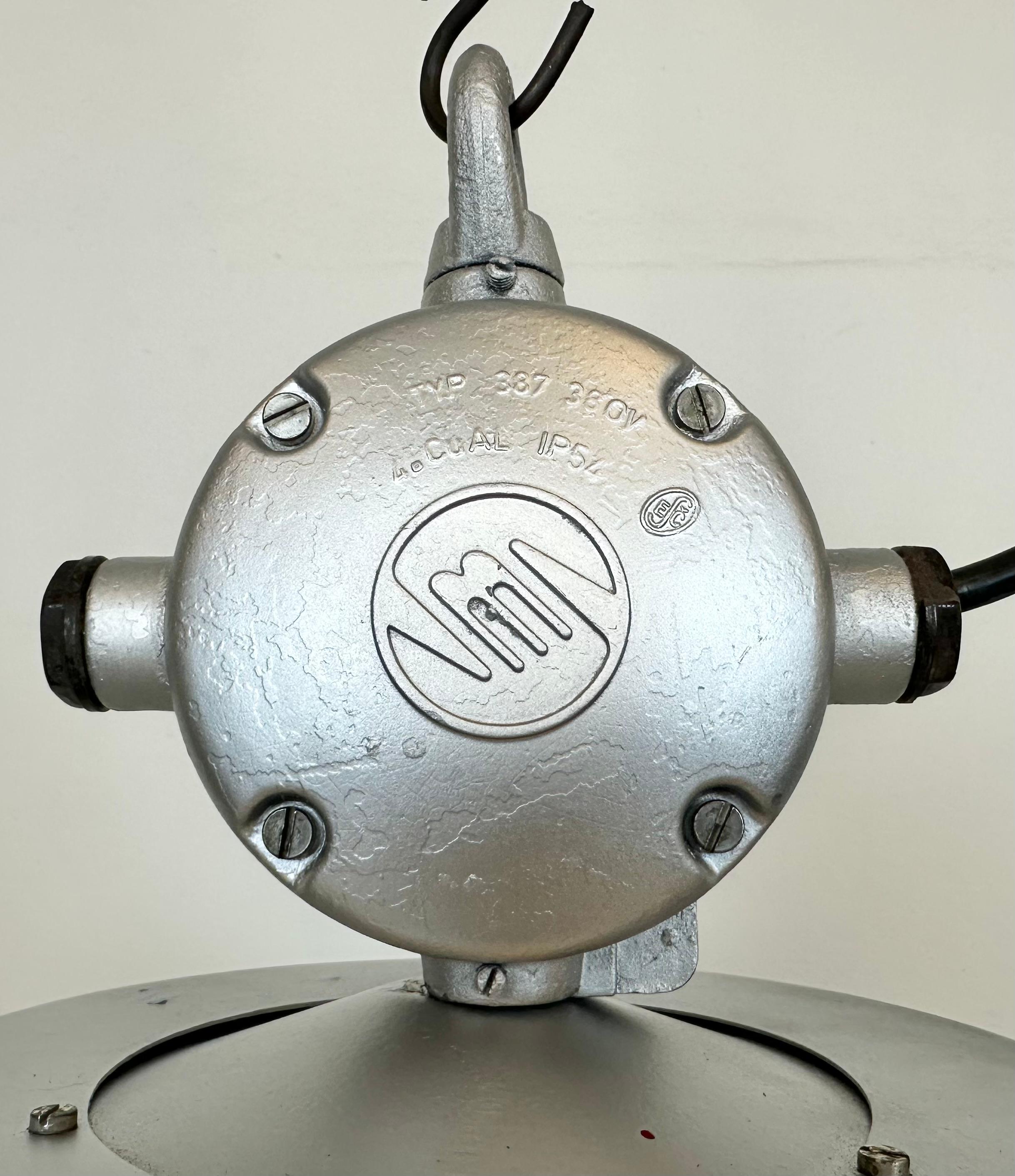 Aluminum Industrial Black Enamel Factory Pendant Lamp, 1960s For Sale