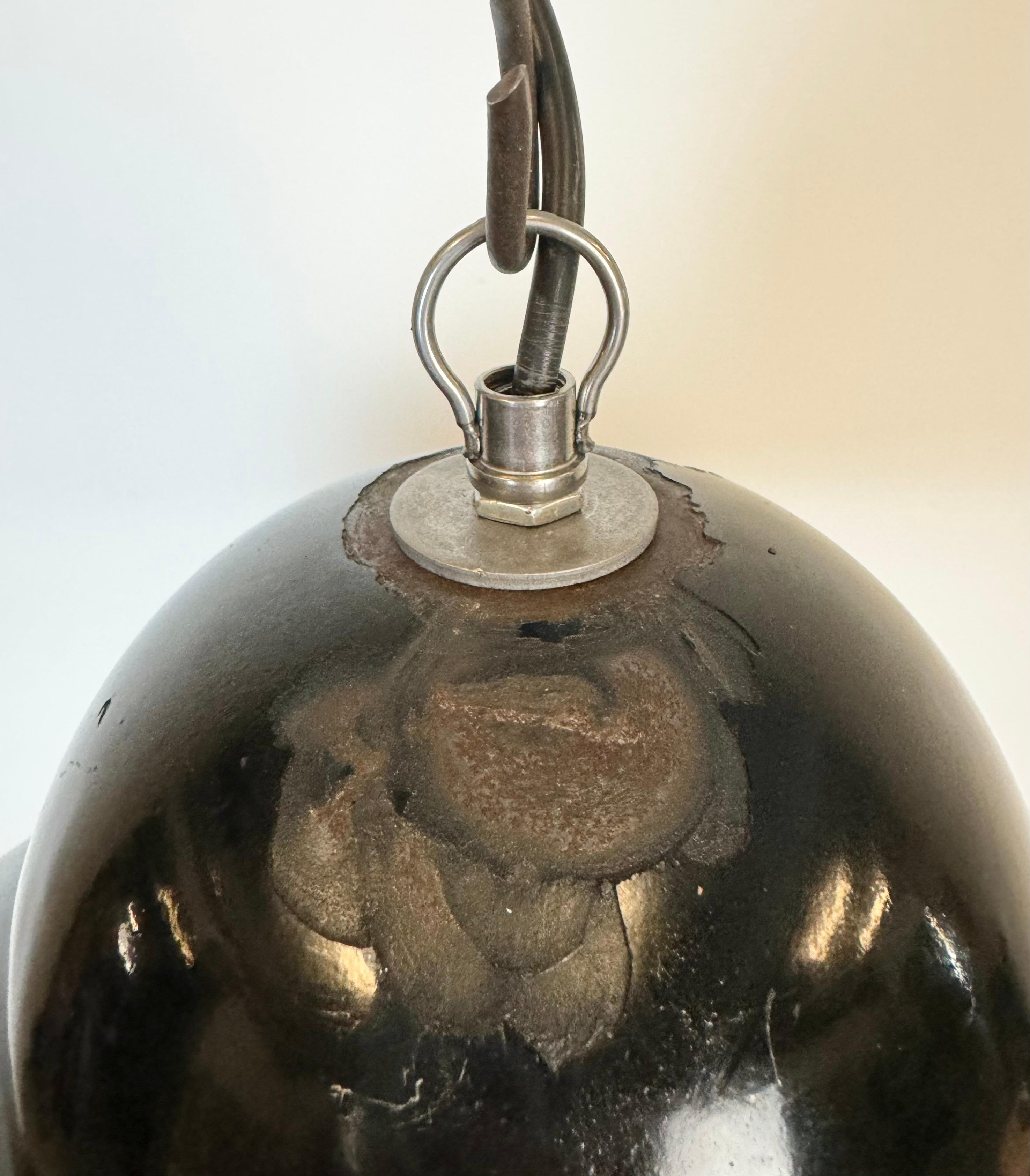 Industrial Black Enamel Factory Pendant Lamp, 1960s For Sale 1