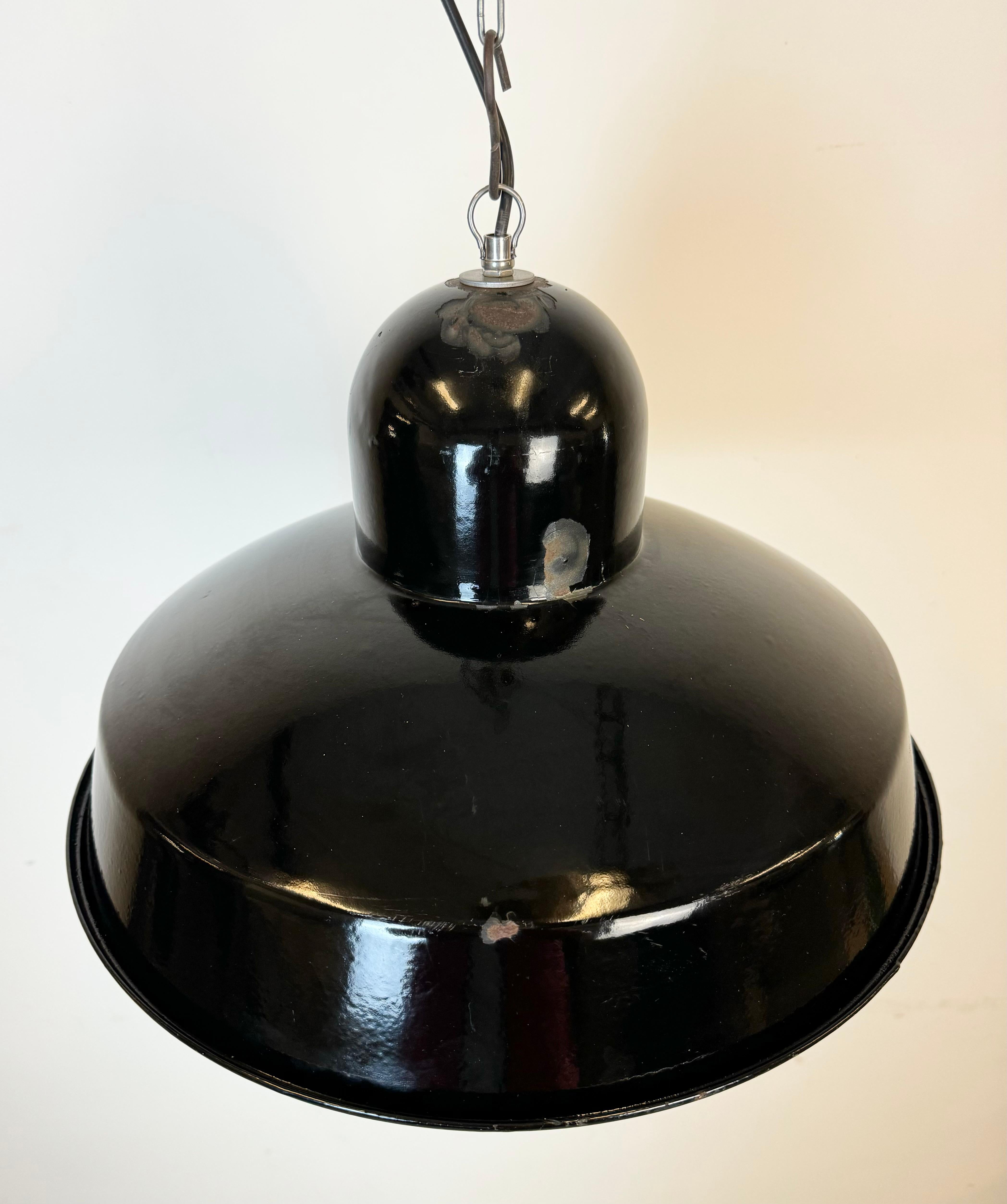 Industrial Black Enamel Factory Pendant Lamp, 1960s For Sale 2