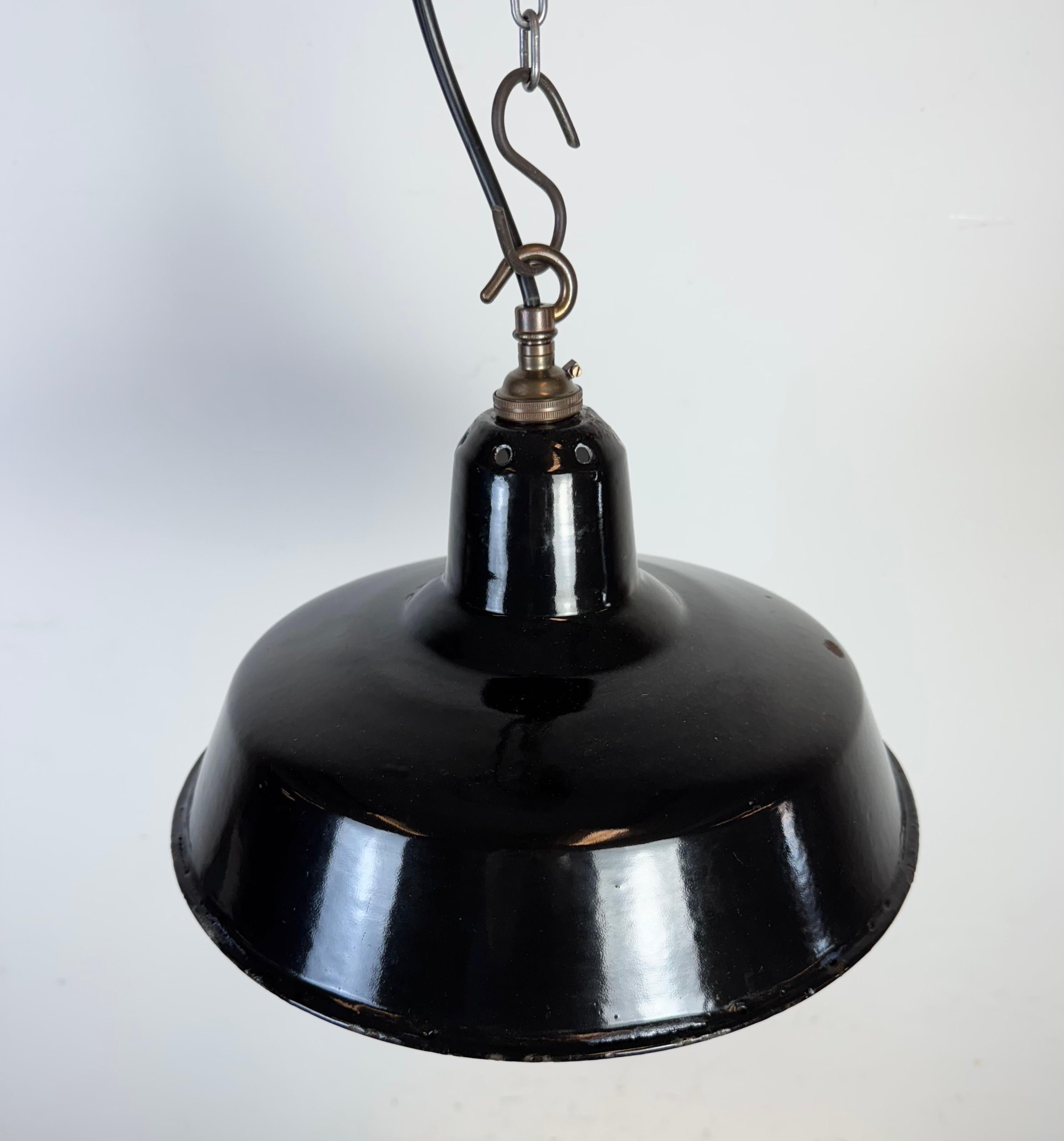 Industrial Black Enamel Factory Pendant Lamp, 1960s For Sale 2