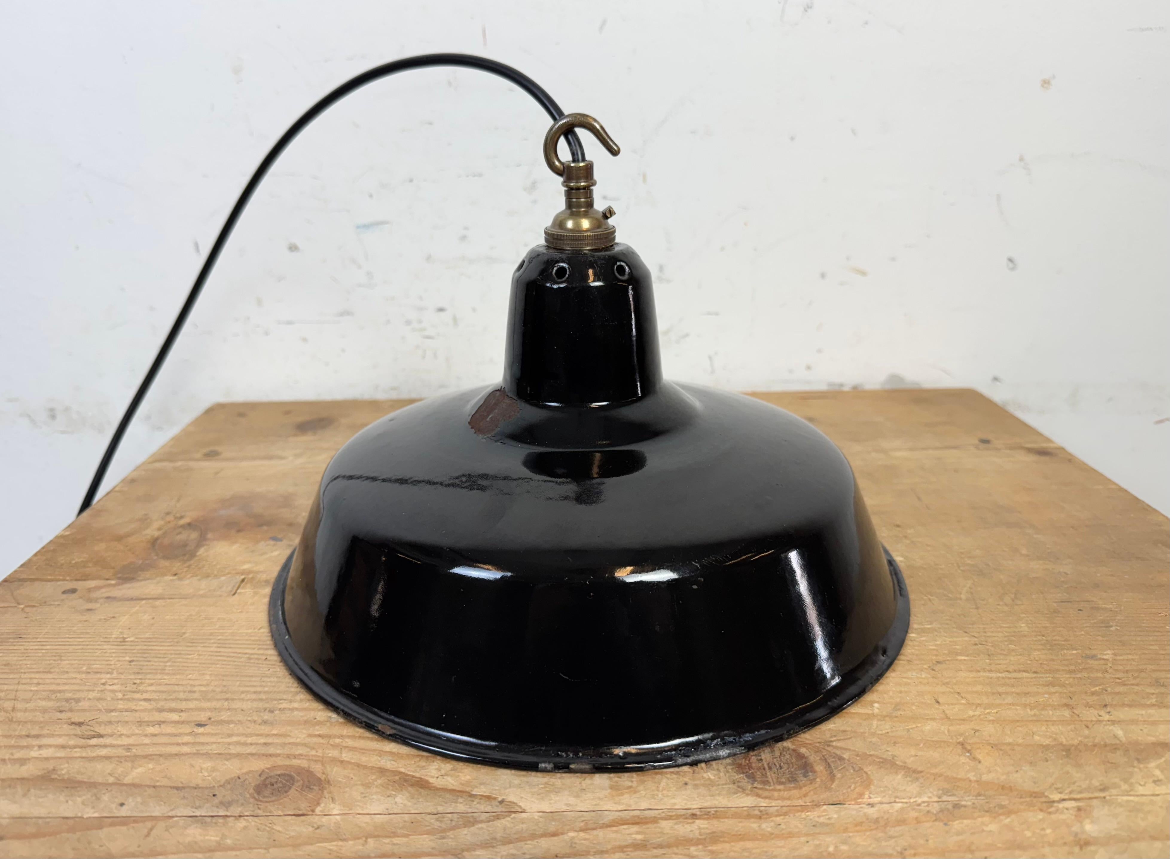 Industrial Black Enamel Factory Pendant Lamp, 1960s For Sale 3