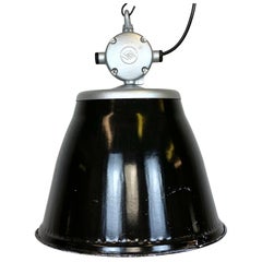 Industrial Black Enamel Factory Pendant Lamp, 1960s