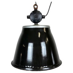 Industrial Black Enamel Factory Pendant Lamp, 1960s