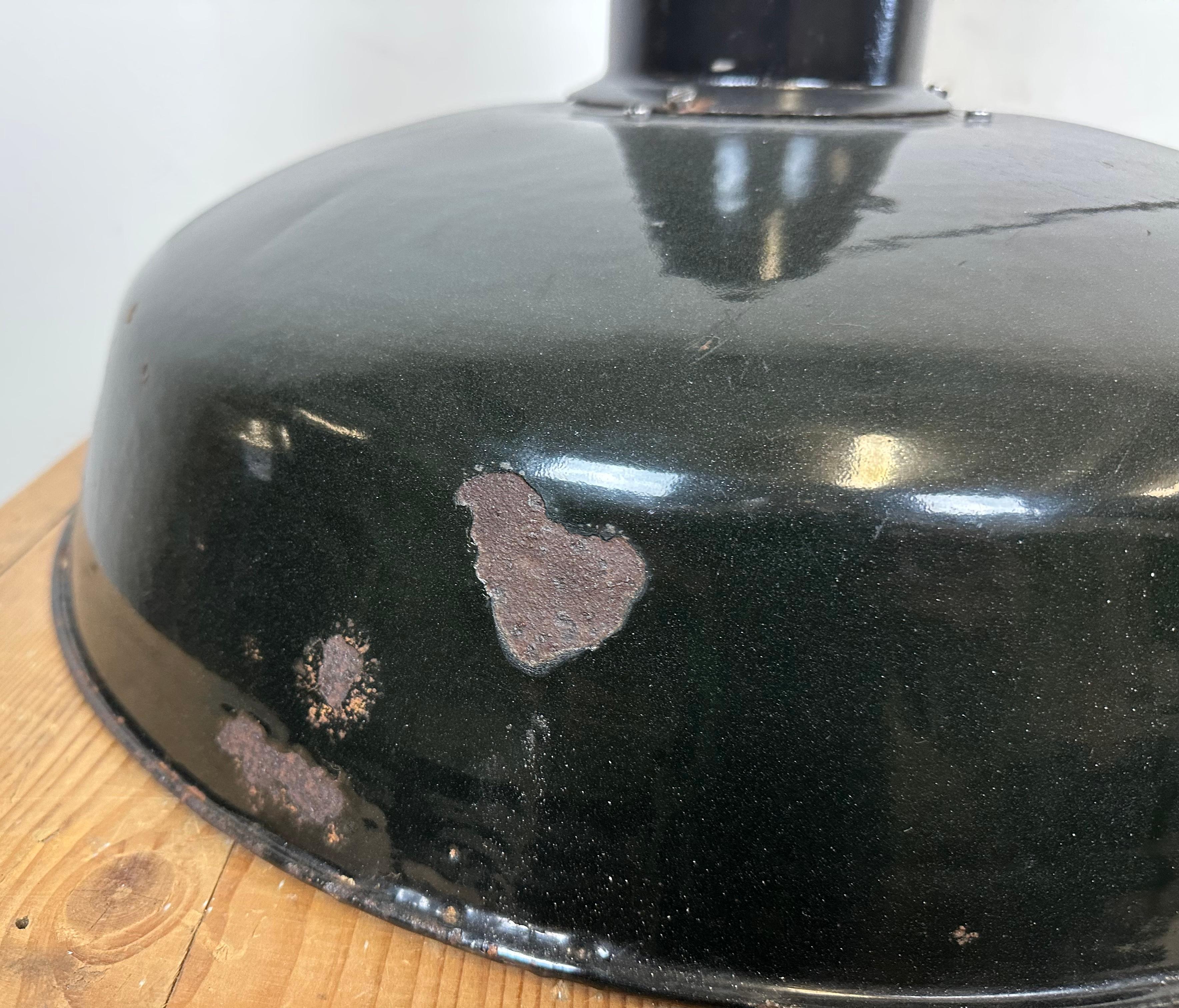 Industrial Black Enamel Factory Pendant Lamp with Iron Top, 1950s For Sale 6