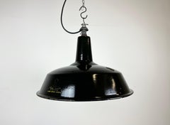 Industrial Black Enamel Hanging Lamp from Reluma, 1950s