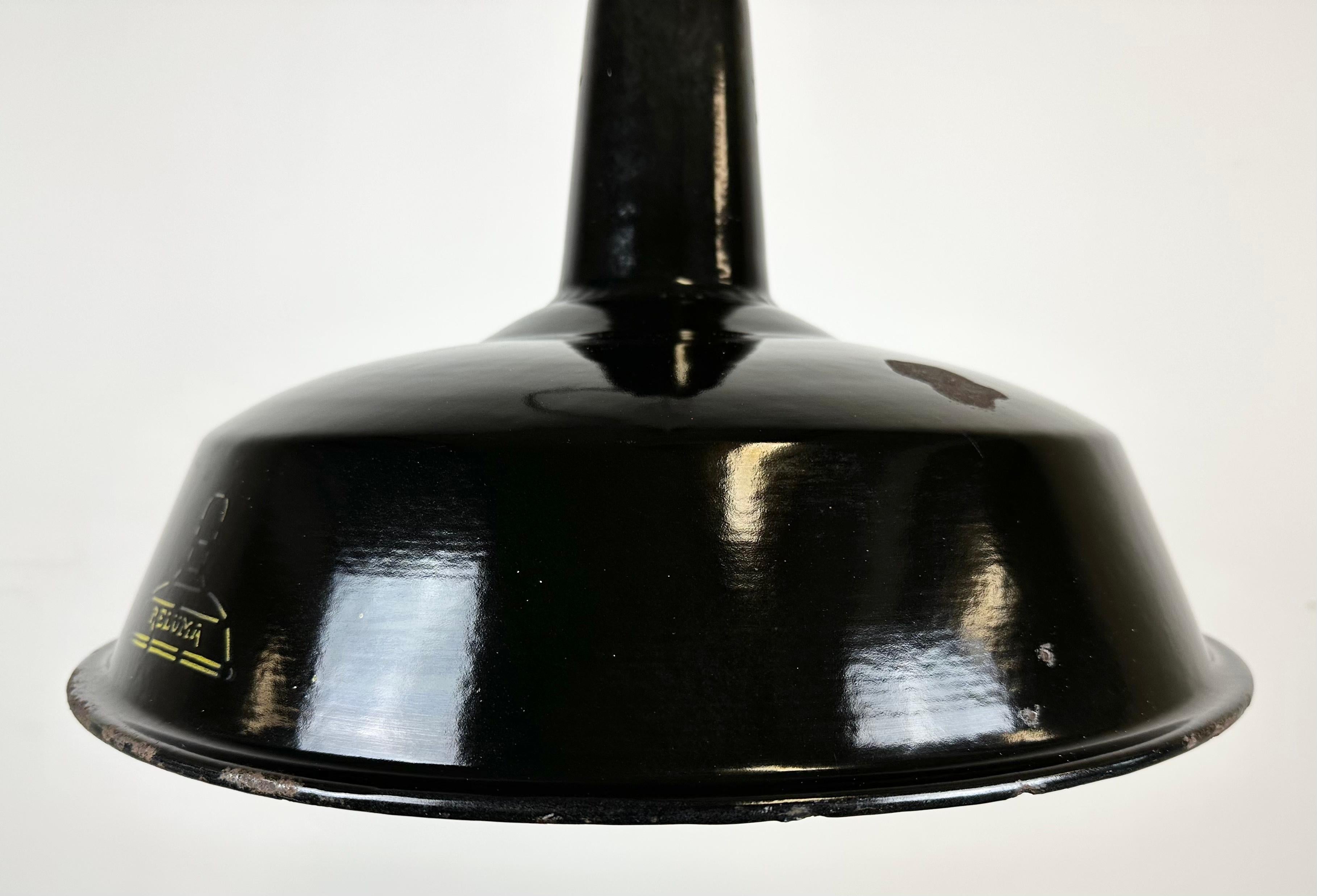 20th Century Industrial Black Enamel Hanging Lamp from Reluma, 1950s For Sale