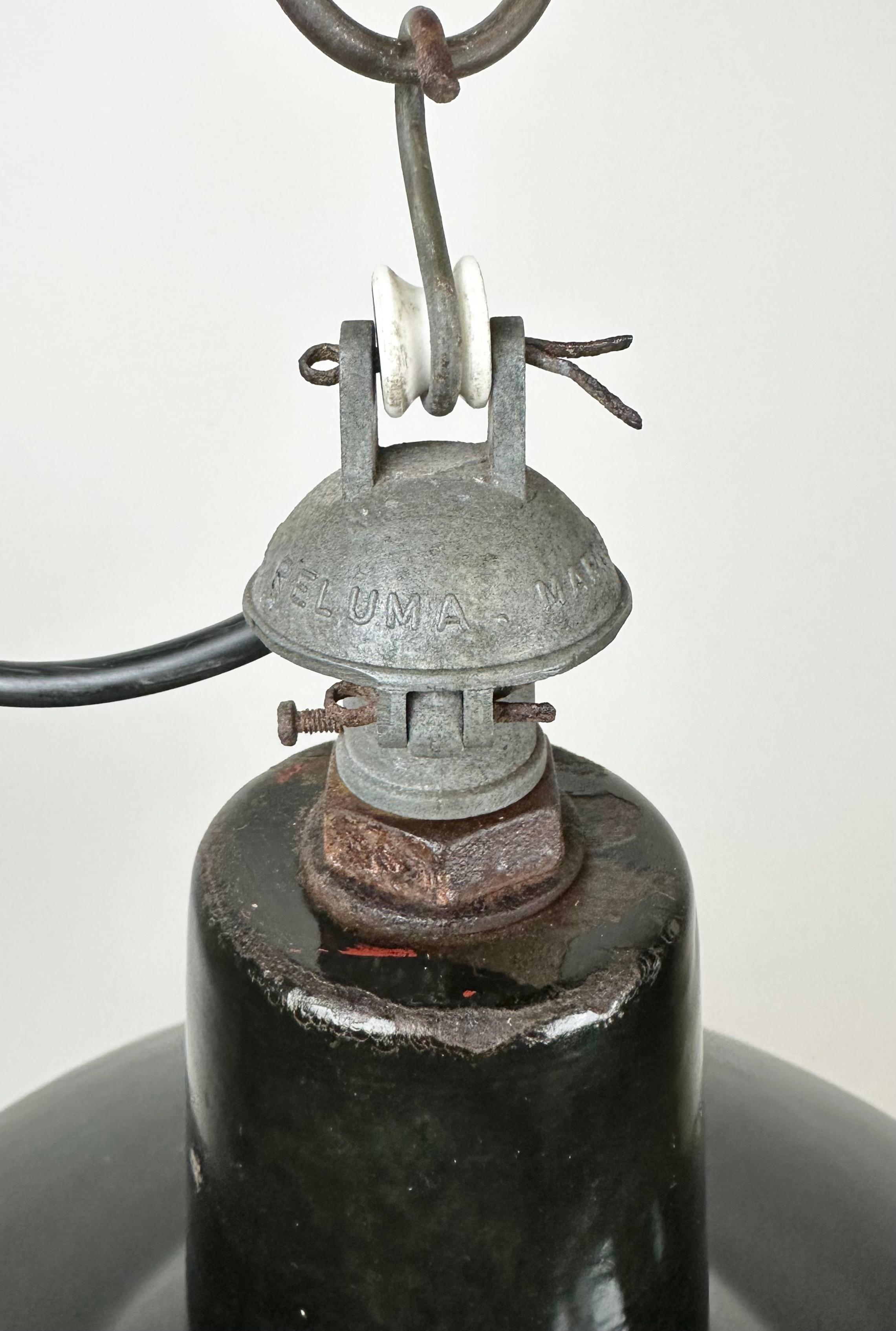 Industrial Black Enamel Hanging Lamp from Reluma, 1950s For Sale 1