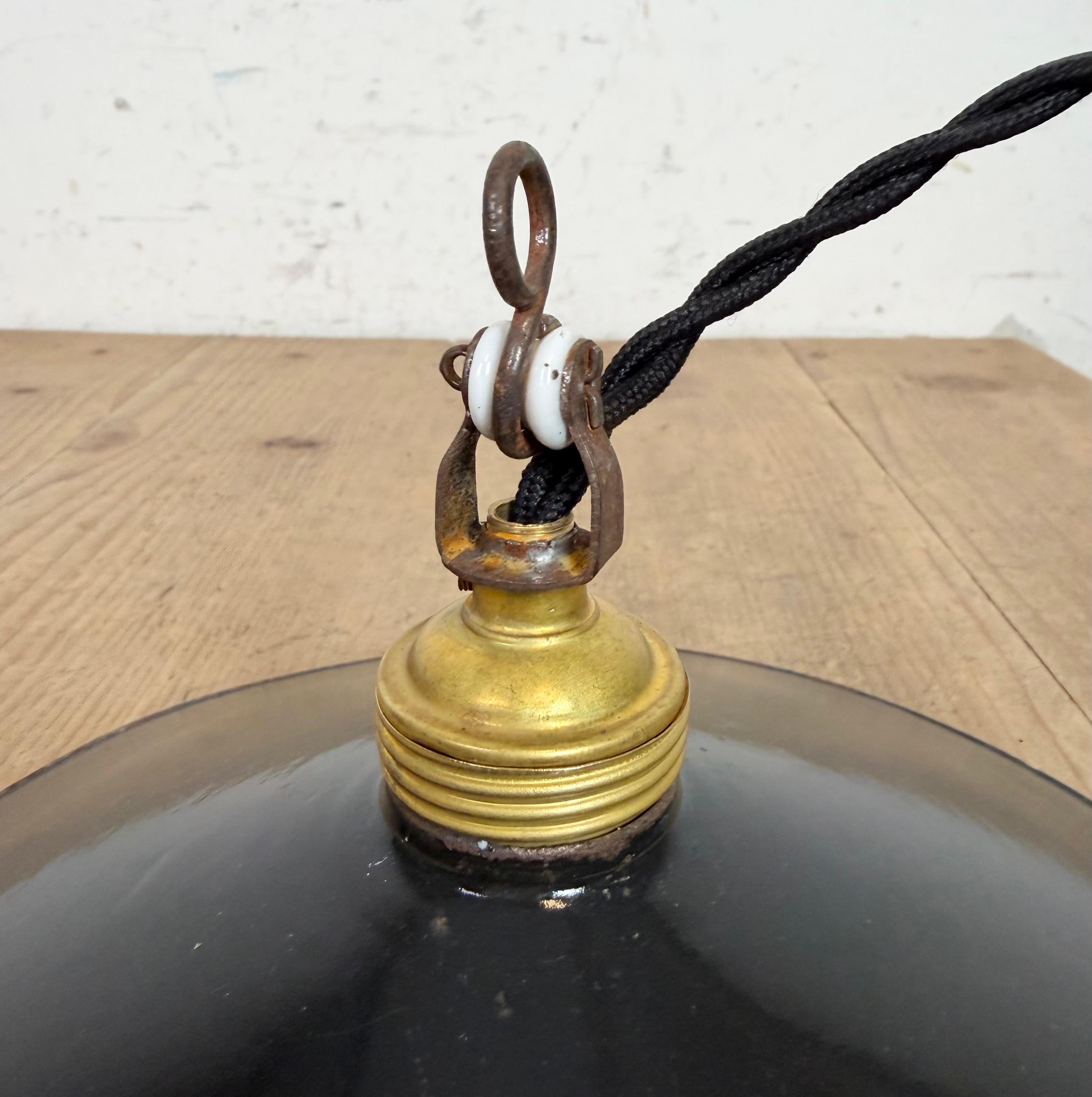 Industrial Black Enamel Light, 1930s im Angebot 6