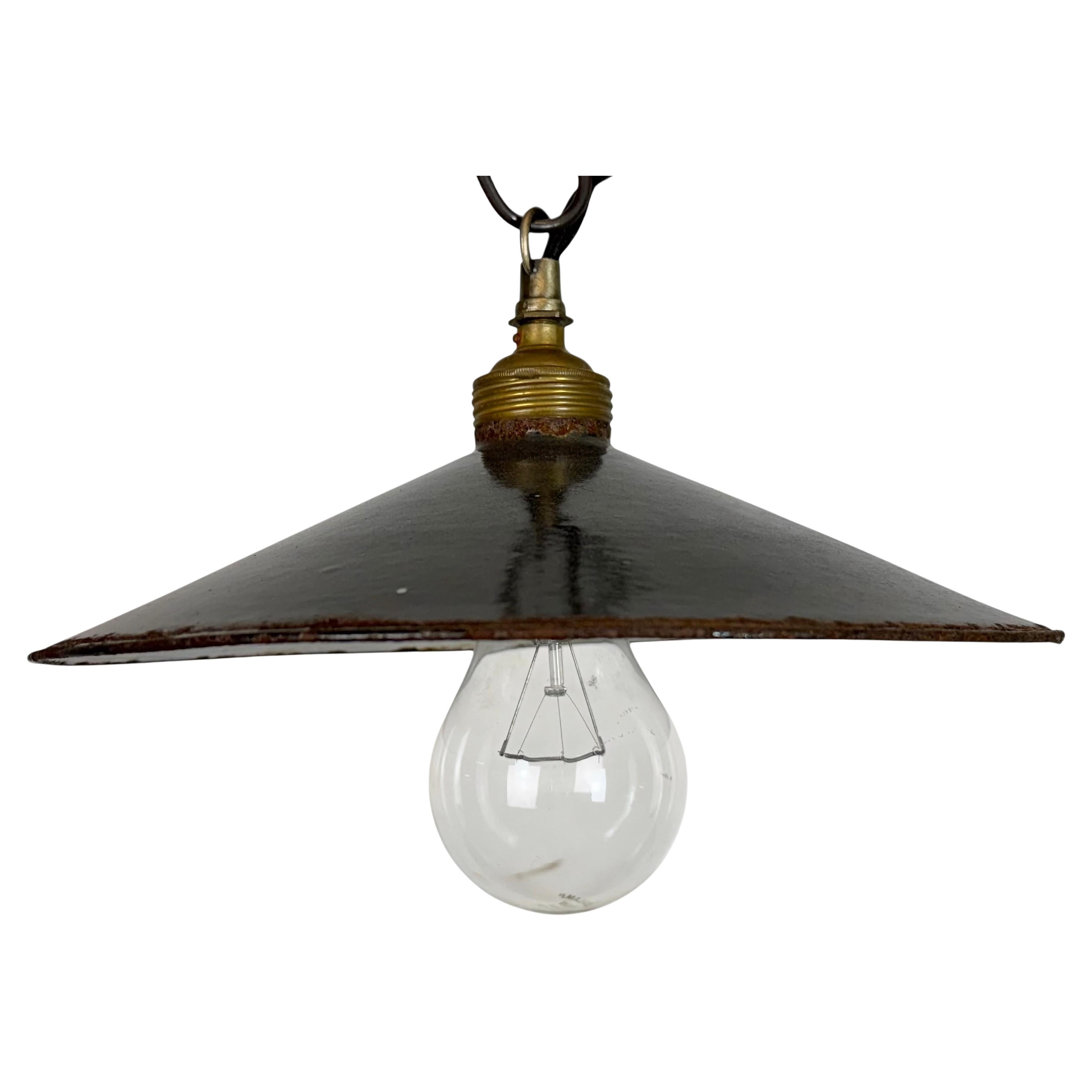 Industrial Black Enamel Light, 1930s For Sale