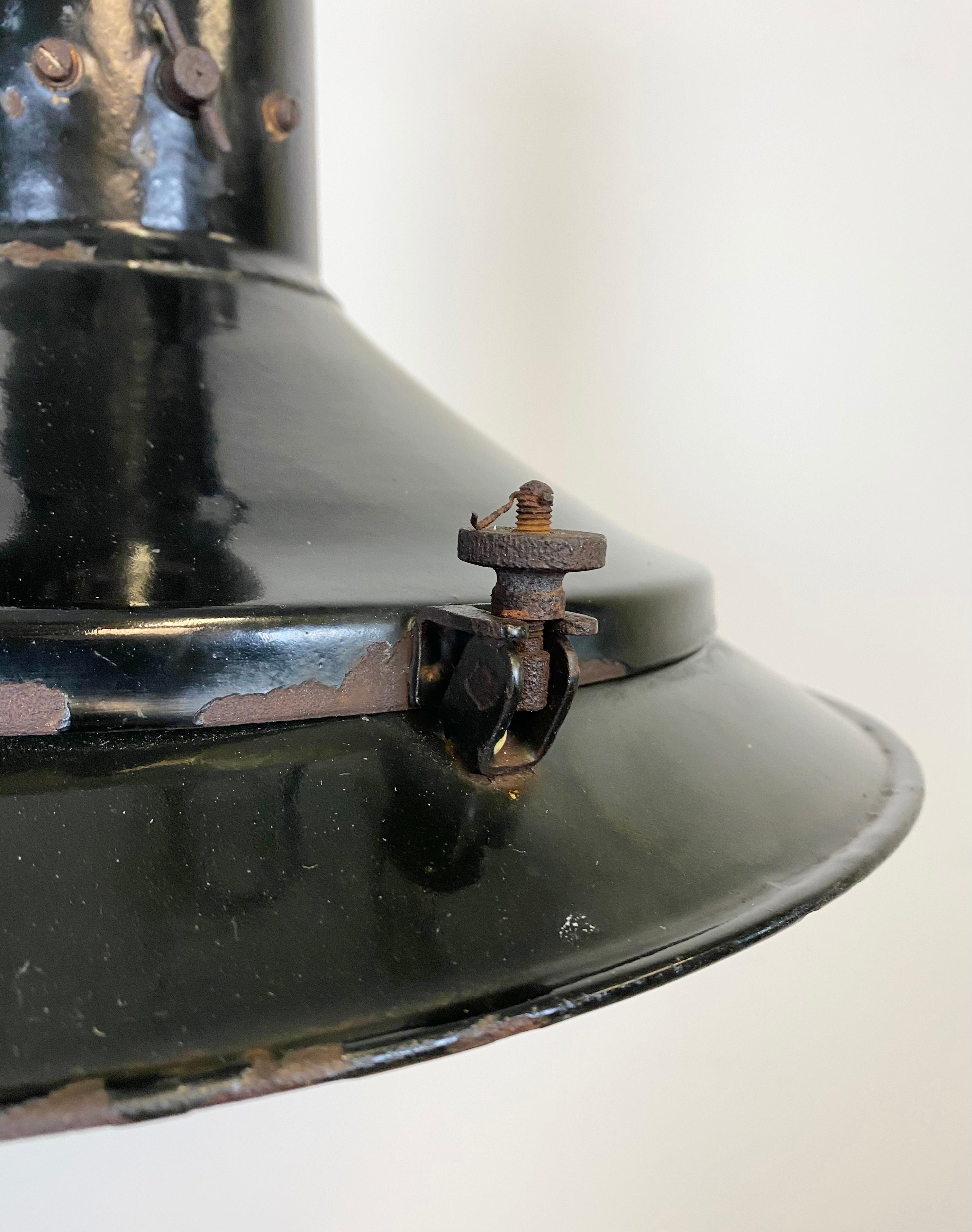 20th Century Industrial Black Enamel Pendant Lamp, 1920s