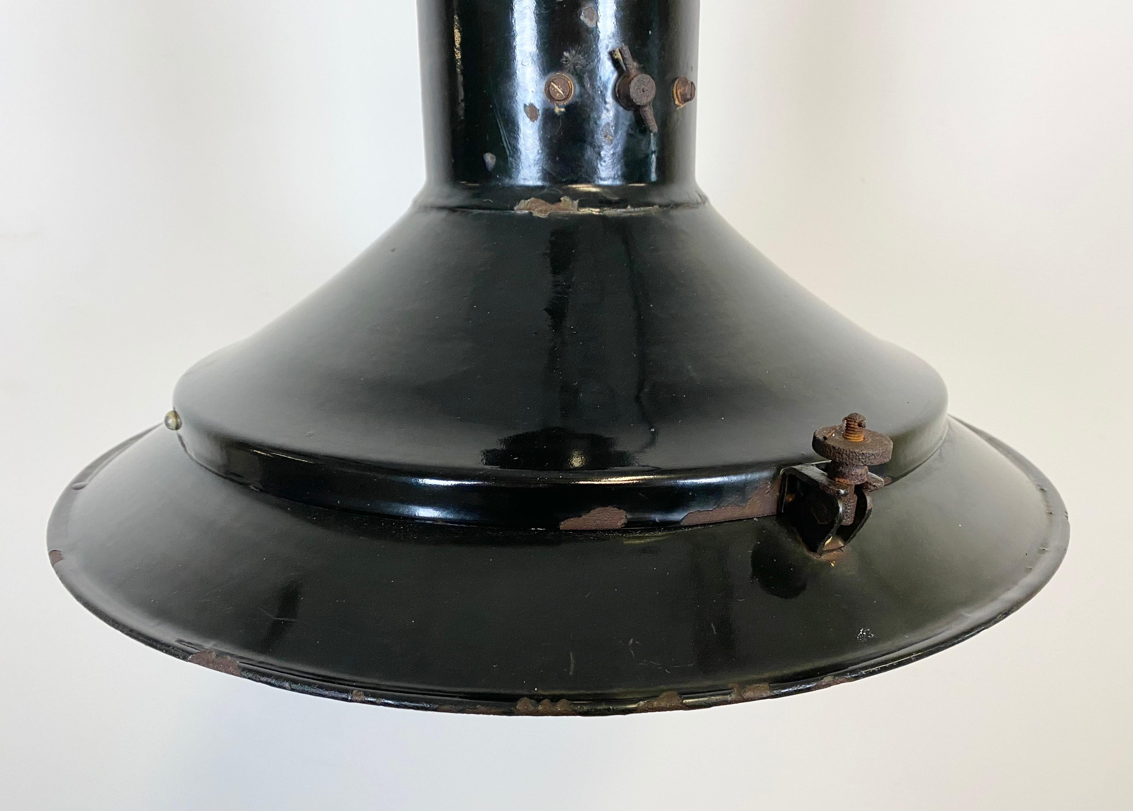 Industrial Black Enamel Pendant Lamp, 1920s 1