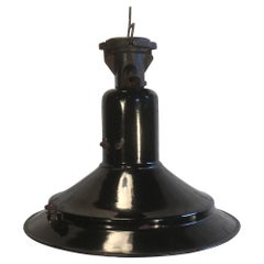 Industrial Black Enamel Pendant Lamp, 1920s