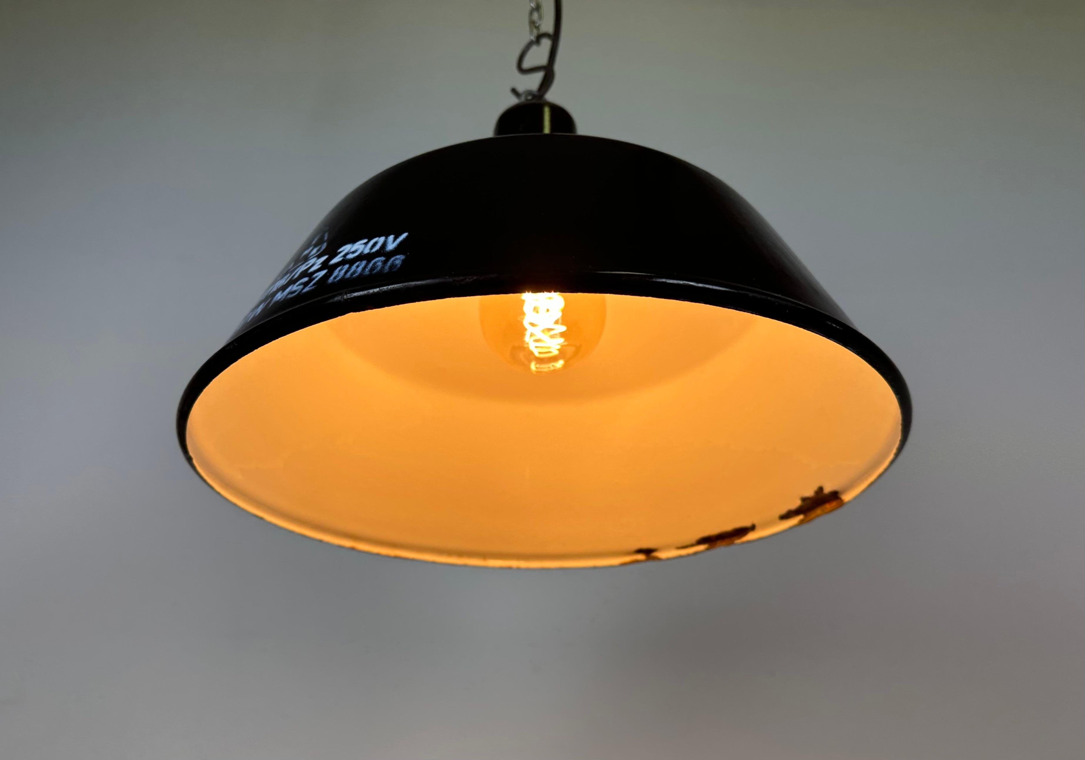 Industrial Black Enamel Pendant Lamp from EMAX, 1960s For Sale 5