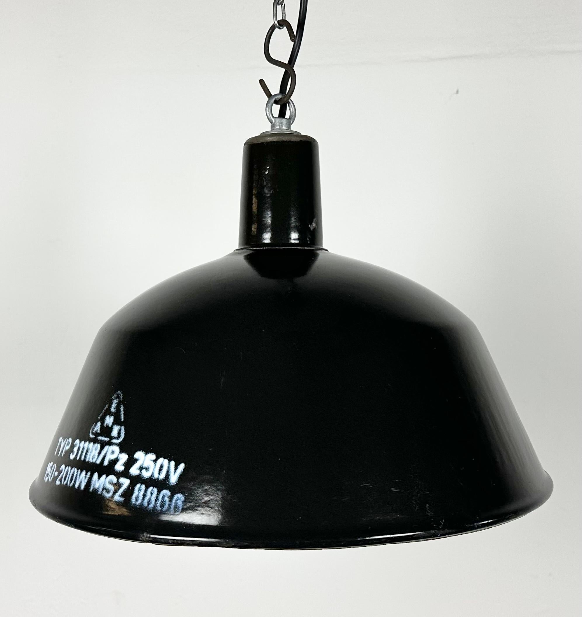 Hungarian Industrial Black Enamel Pendant Lamp from EMAX, 1960s For Sale