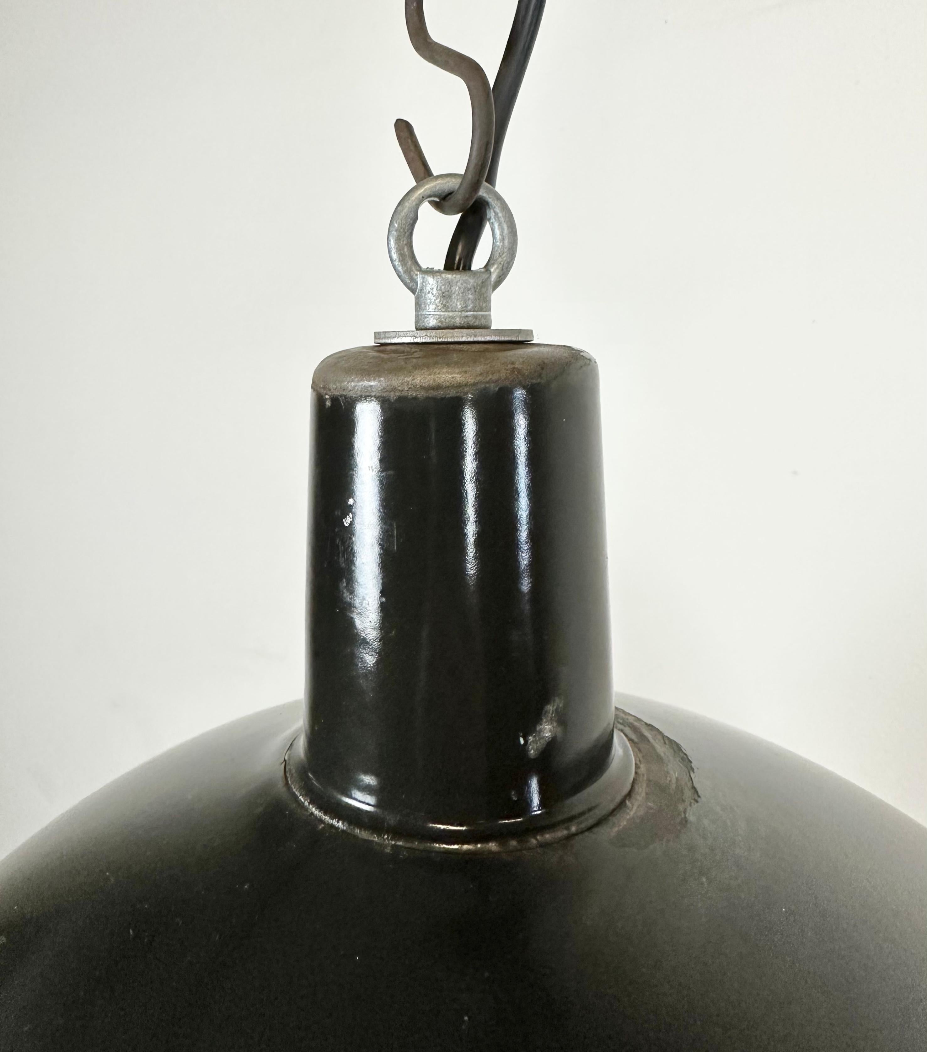 Industrial Black Enamel Pendant Lamp from EMAX, 1960s In Good Condition For Sale In Kojetice, CZ