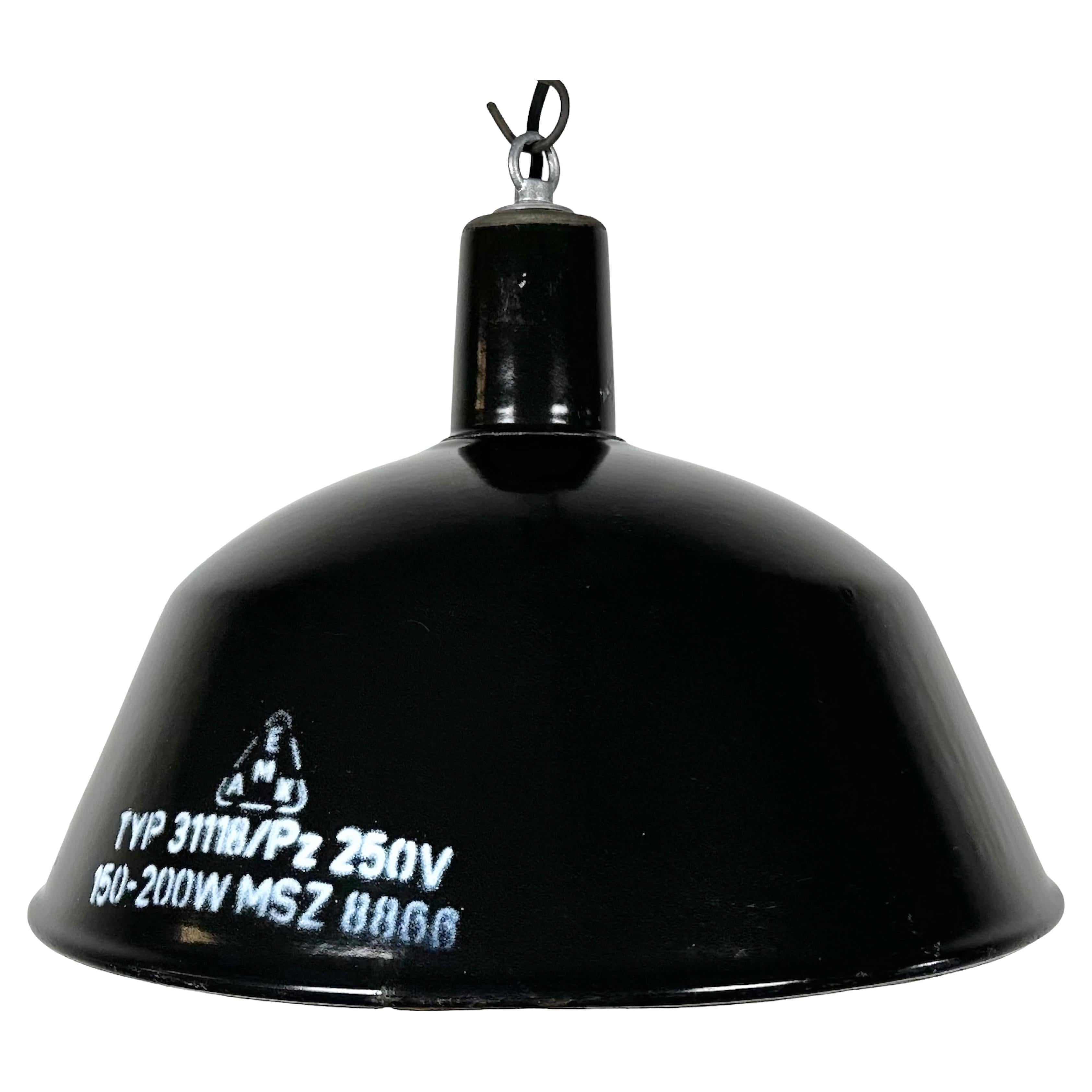 Industrial Black Enamel Pendant Lamp from EMAX, 1960s For Sale