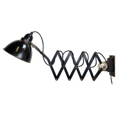 Industrial Black Enamel Scissor Wall Lamp, 1930s