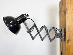 Industrial Black Enamel Scissor Wall Lamp, 1950s