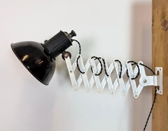 Industrial Black Enamel Scissor Wall Lamp, 1950s