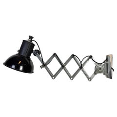 Industrial Black Enamel Scissor Wall Lamp, 1950s