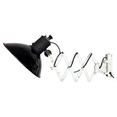 Industrial Black Enamel Scissor Wall Lamp, 1950s