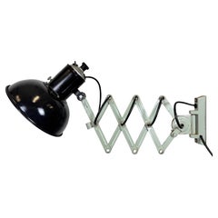 Industrial Black Enamel Scissor Wall Lamp, 1950s