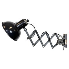 Industrial Black Enamel Scissor Wall Lamp, 1950s