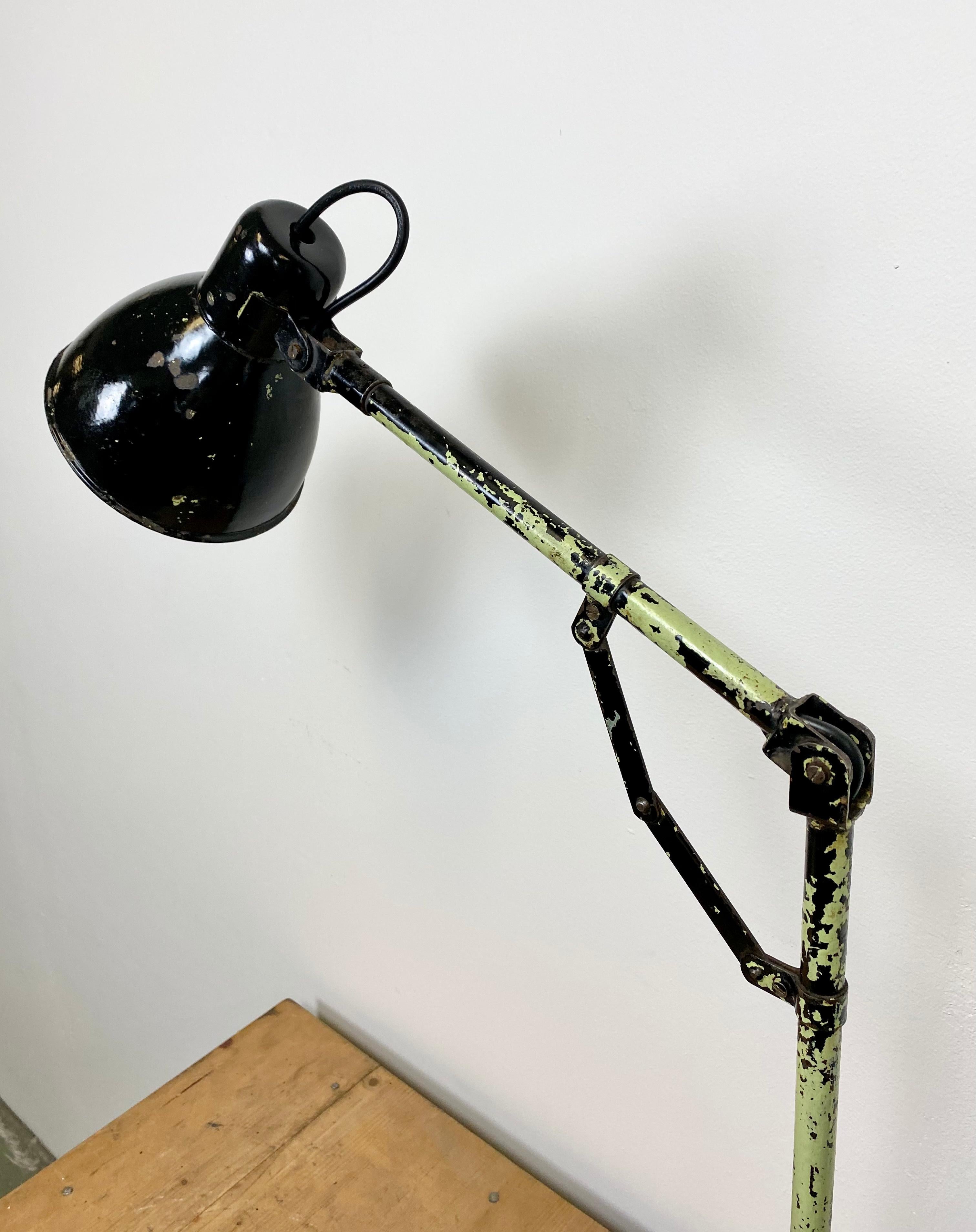 Enameled Industrial Black Enamel Table Lamp, 1950s