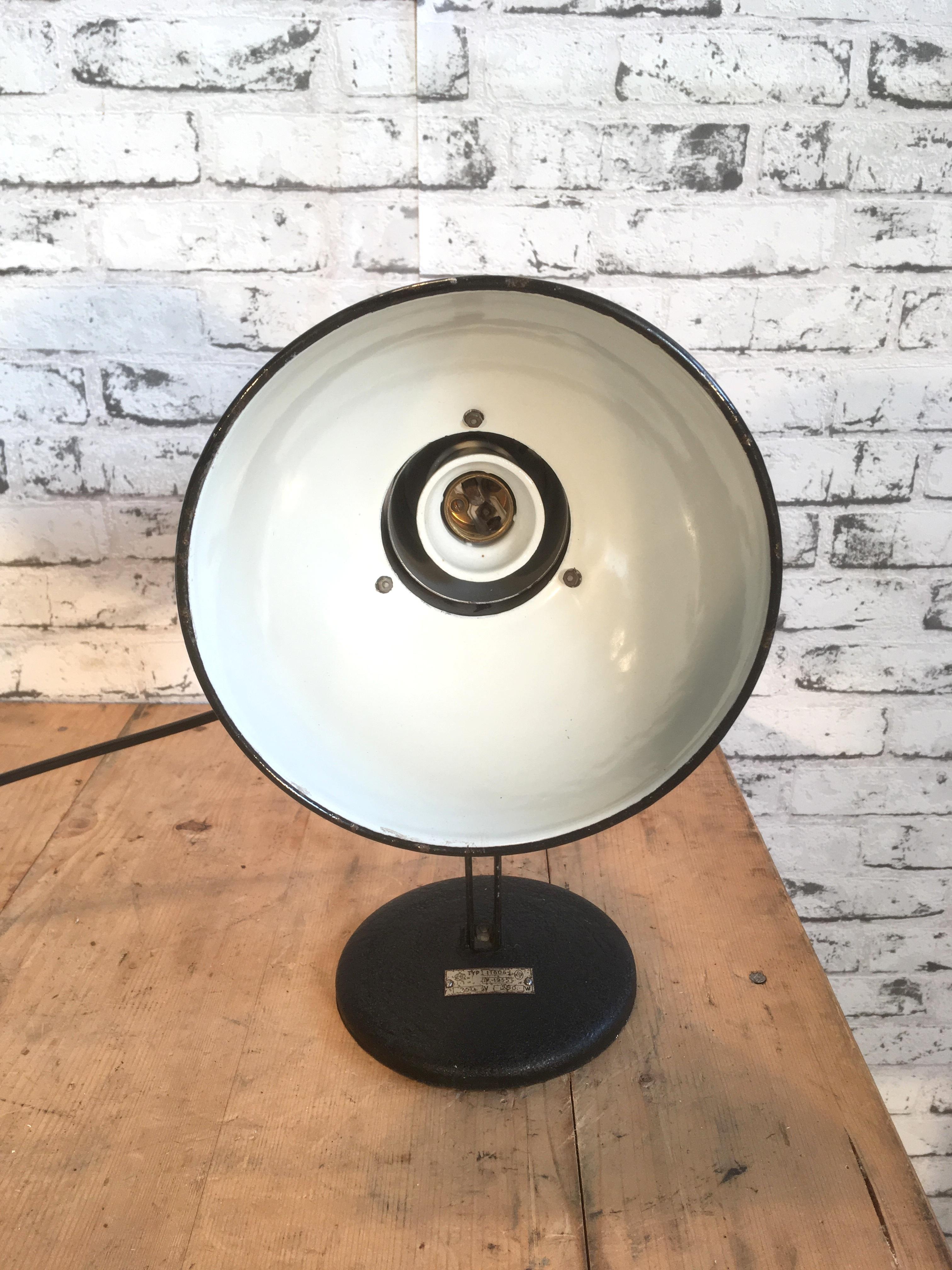 20th Century Industrial Black Enamel Table Lamp, 1950s