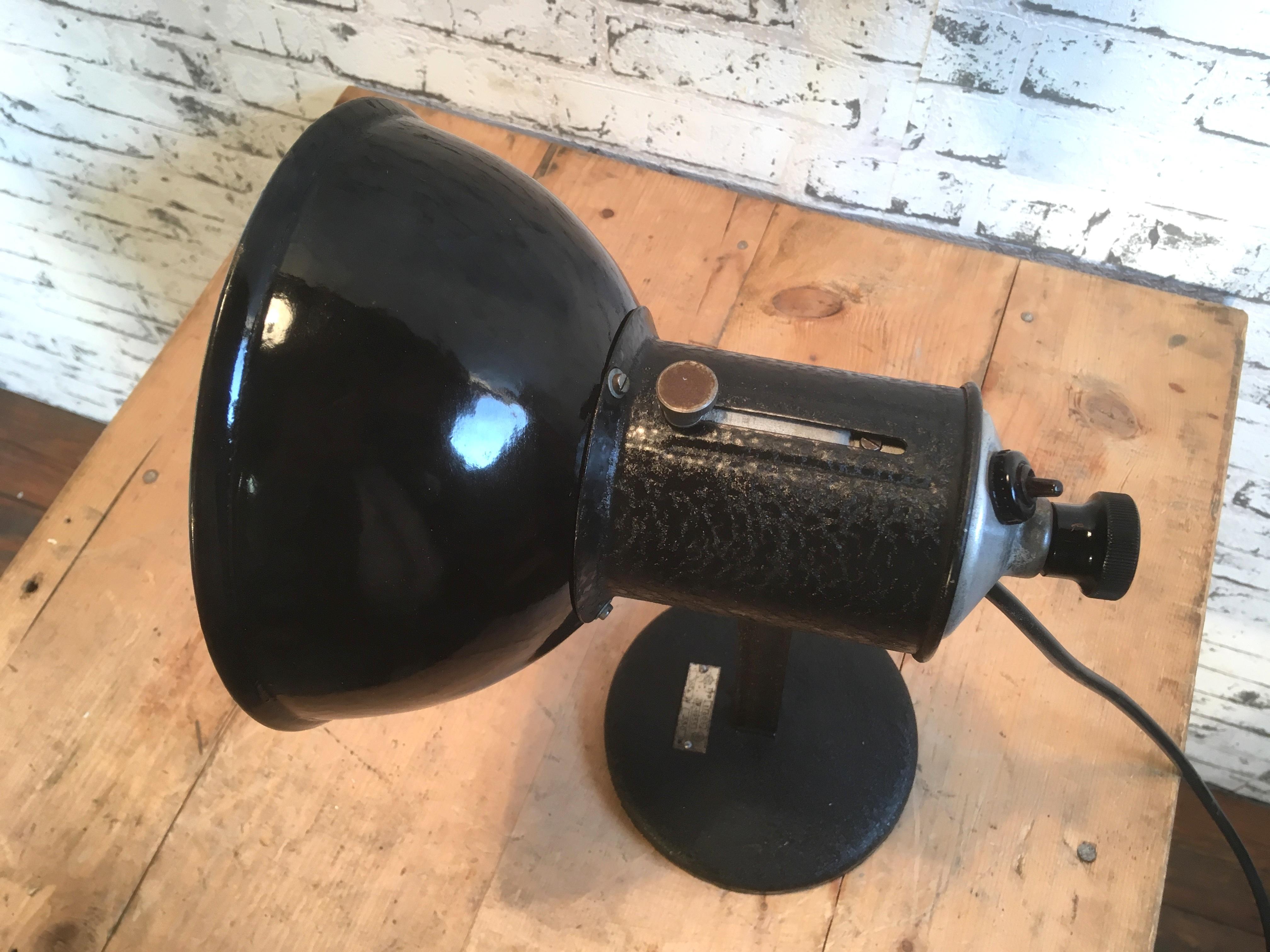 Industrial Black Enamel Table Lamp, 1950s 1