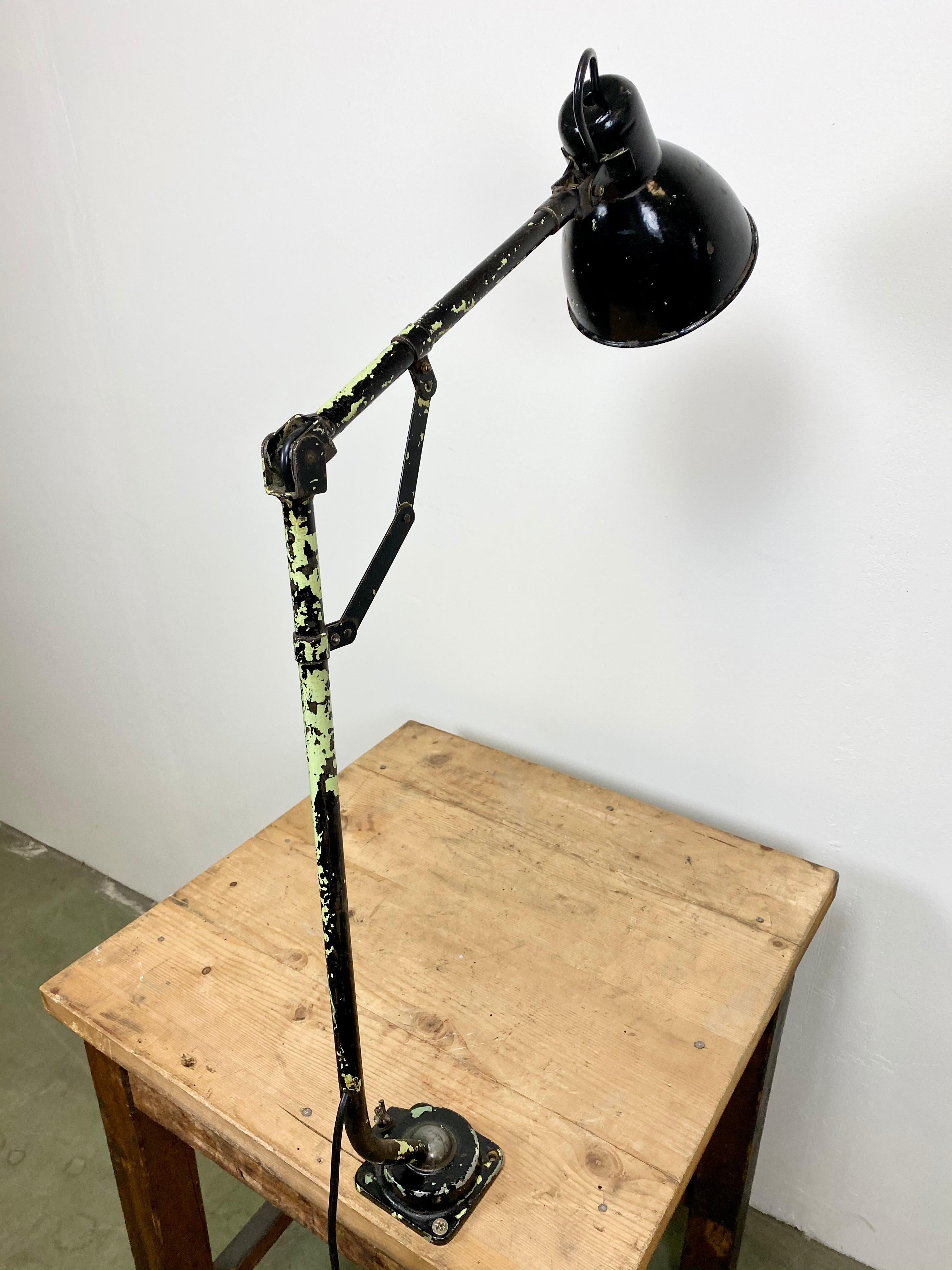 Iron Industrial Black Enamel Table Lamp, 1950s