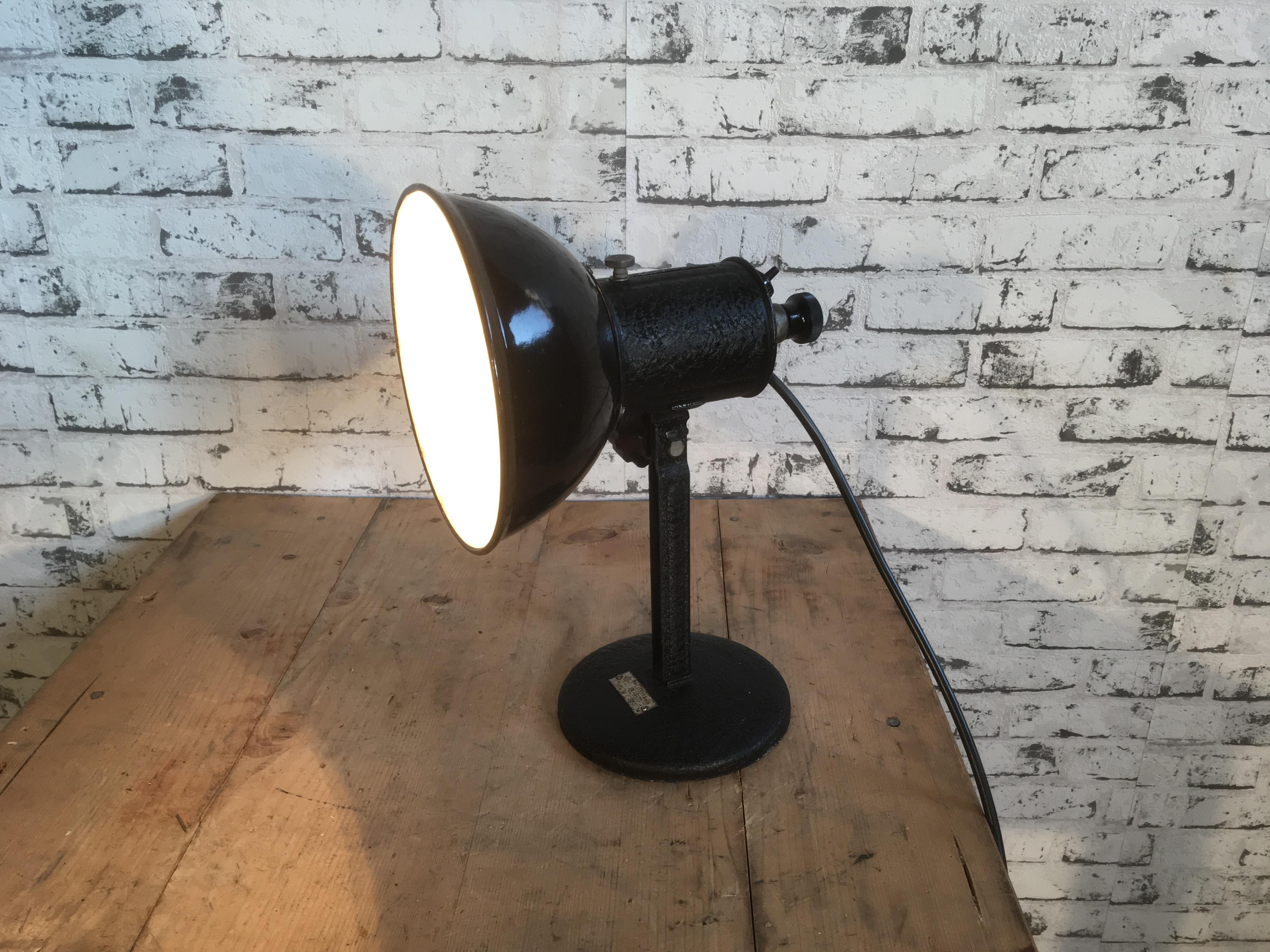 Industrial Black Enamel Table Lamp, 1950s 3