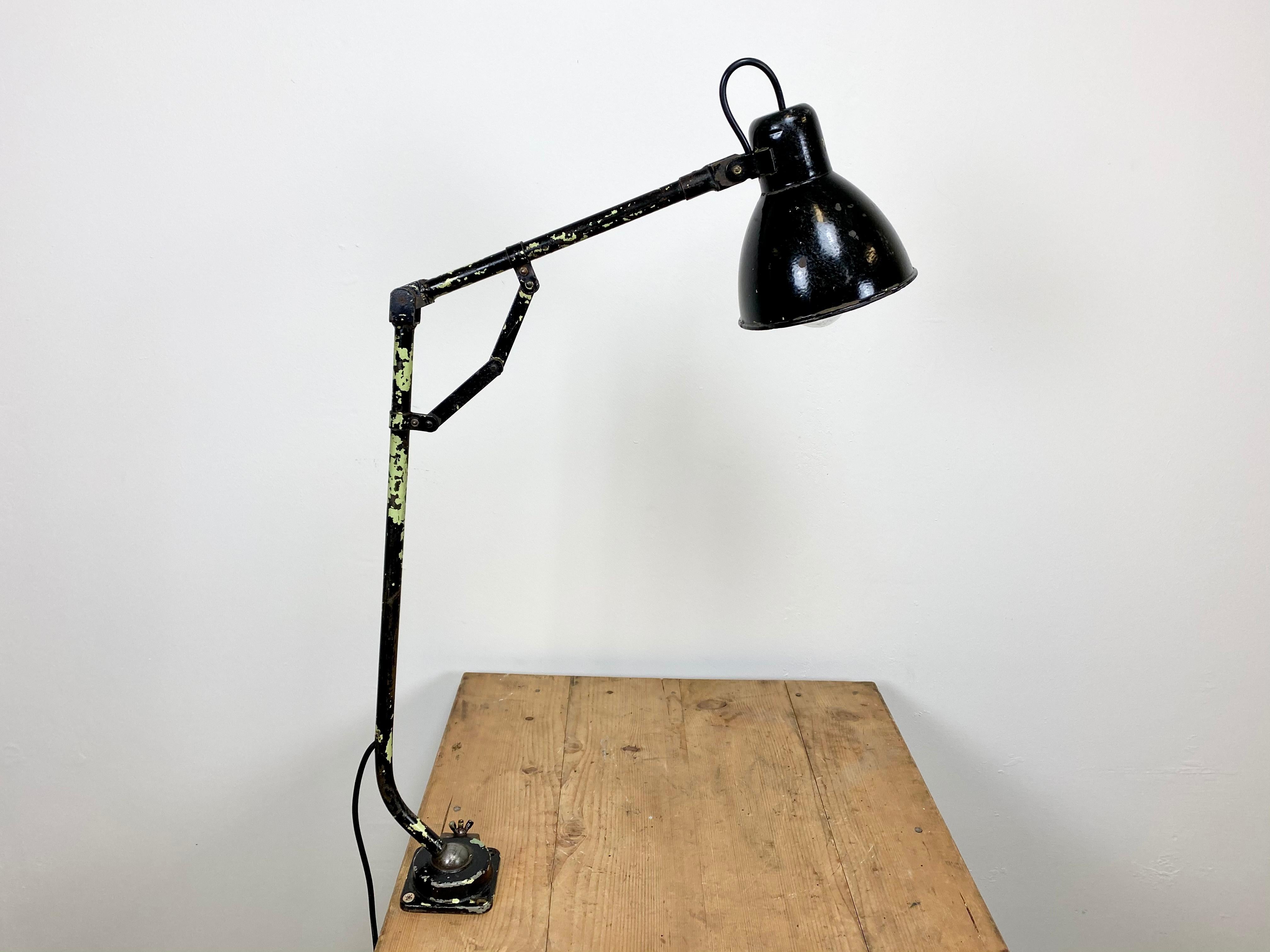 Industrial Black Enamel Table Lamp, 1950s 1
