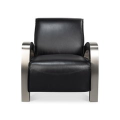 Industrial Black Leather Armchair