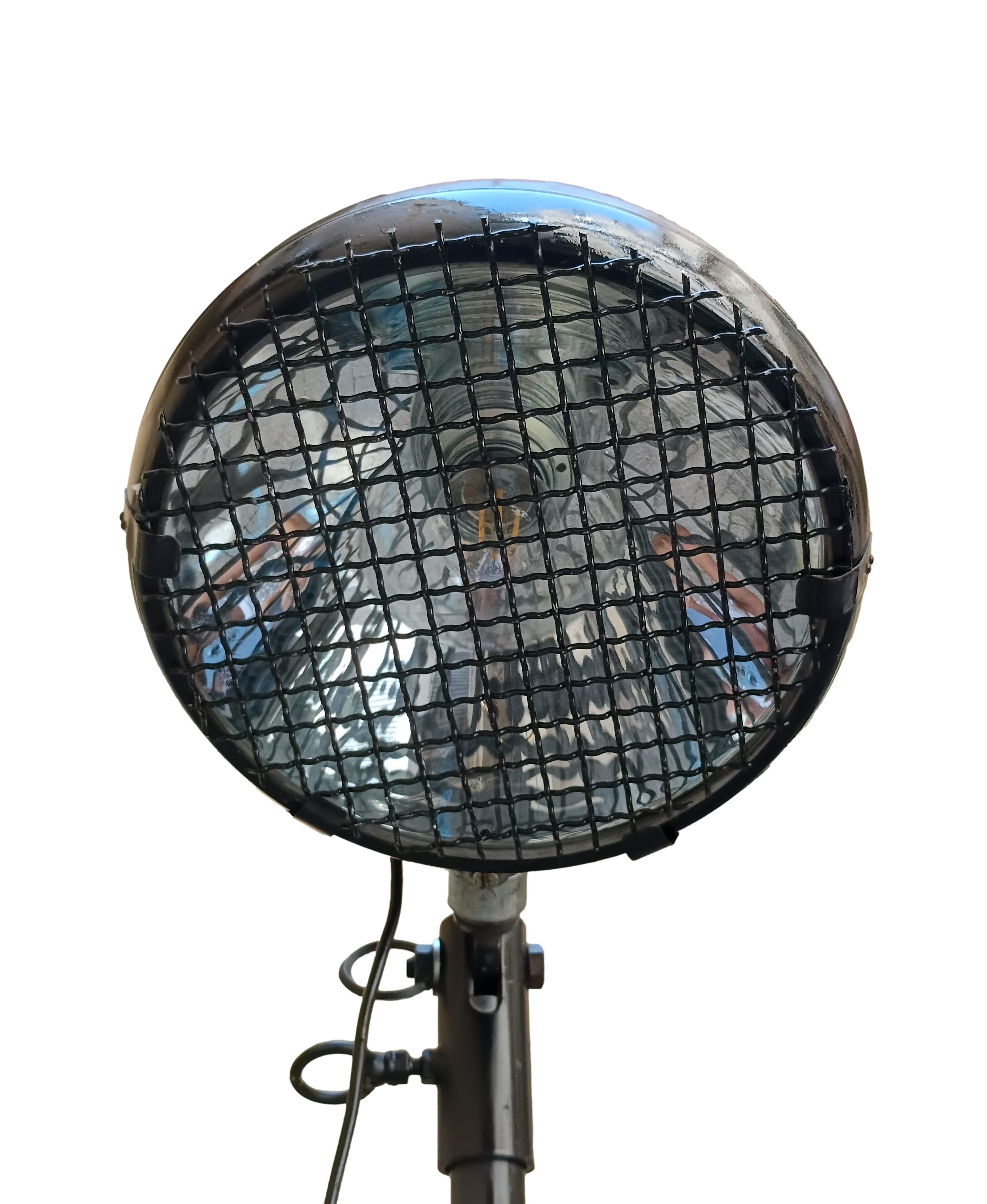 Italian Industrial Black Metal Floor Lamp, Italy 1980s For Sale