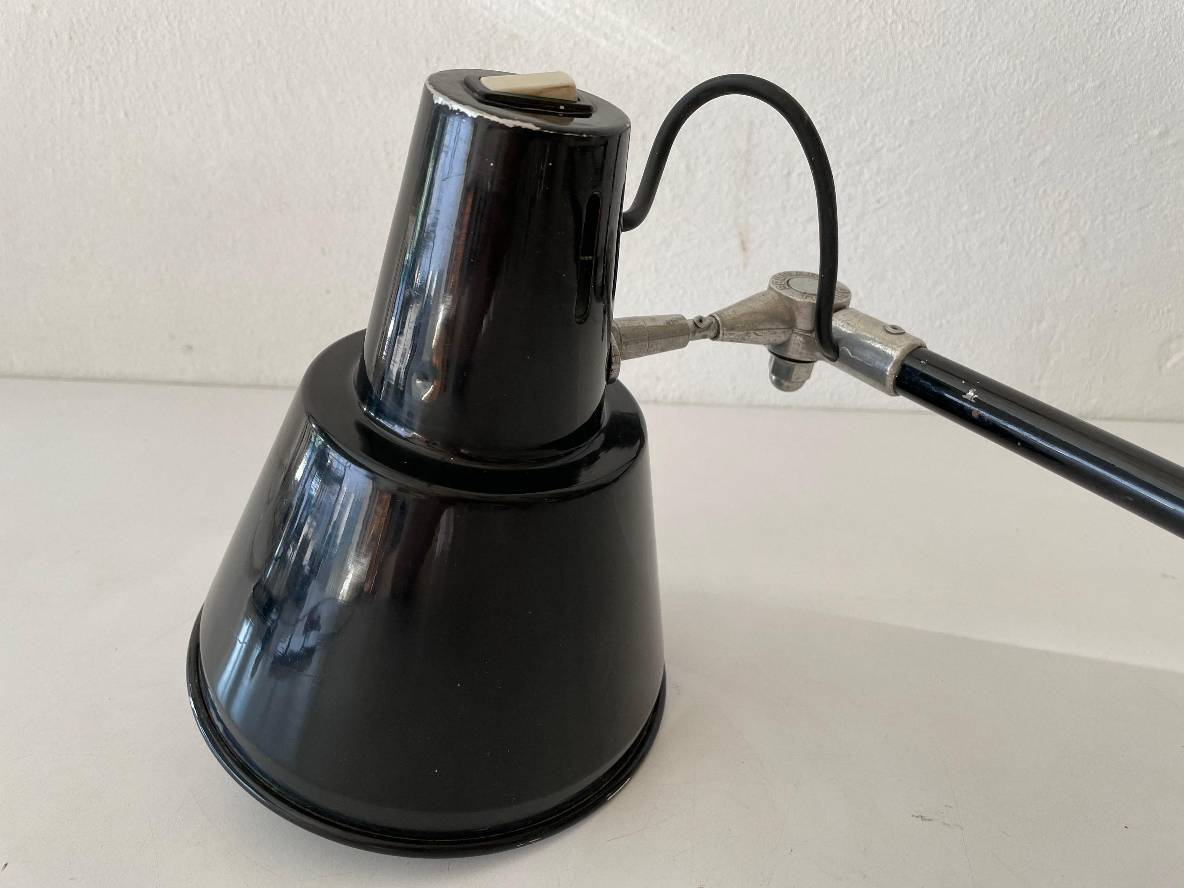 Industrial Black Metal Office Wall Lamp by Seminara Torino, 1930s, Italy For Sale 4